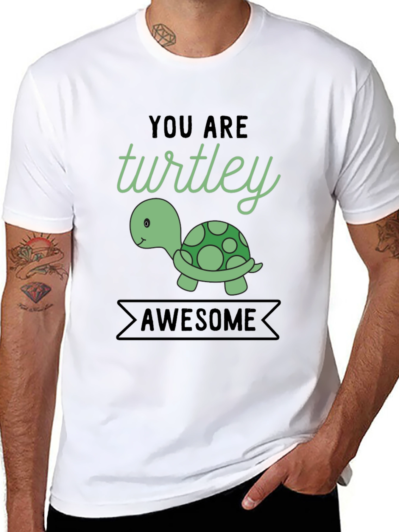 Black You are Turtley Awesome Graphic T-Shirt view 8