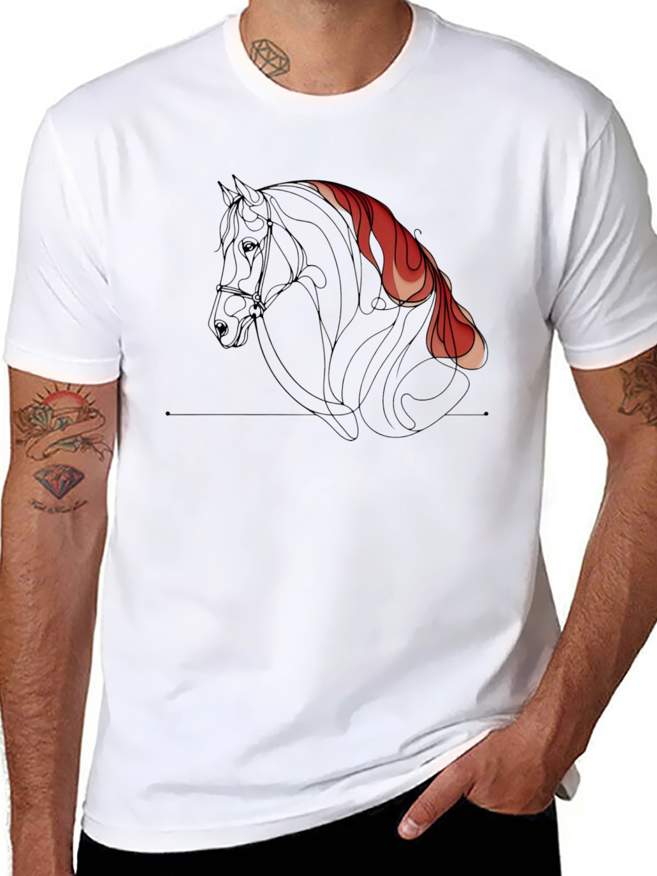 Black Black Horse Graphic Tee - Stylish Men's T-Shirt view 8