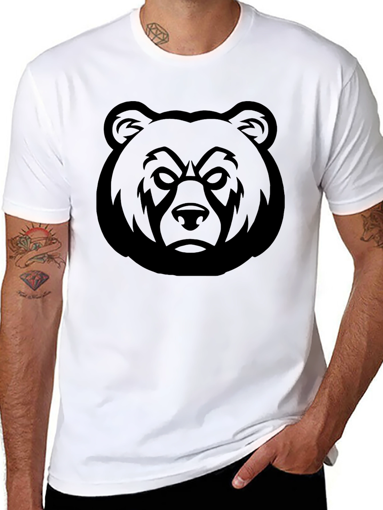 Black Bear Head Graphic T-Shirt - Men's Black Tee view 8