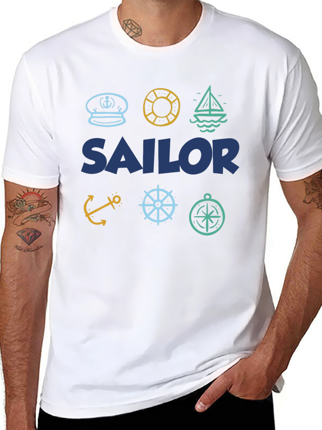 Black Sailor Themed T-Shirt | Nautical Design | Menswear view 8