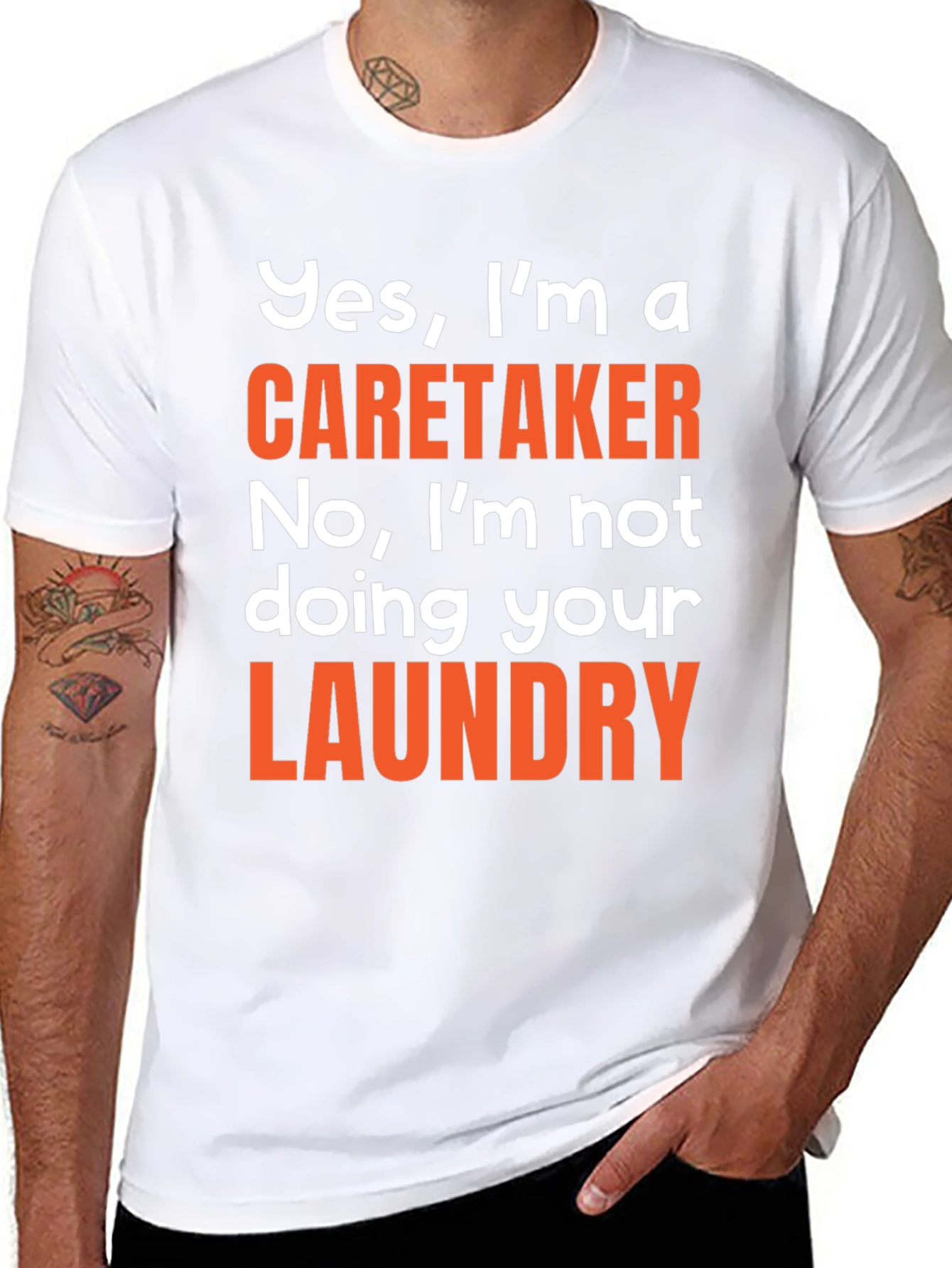 Black Caretaker Funny T-Shirt - Laundry Humor view 8