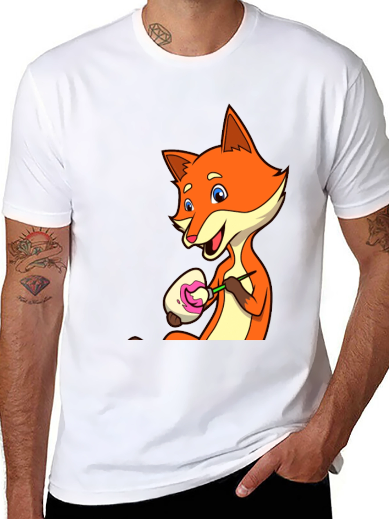 Black Fox Painting Easter Egg Graphic Tee view 8