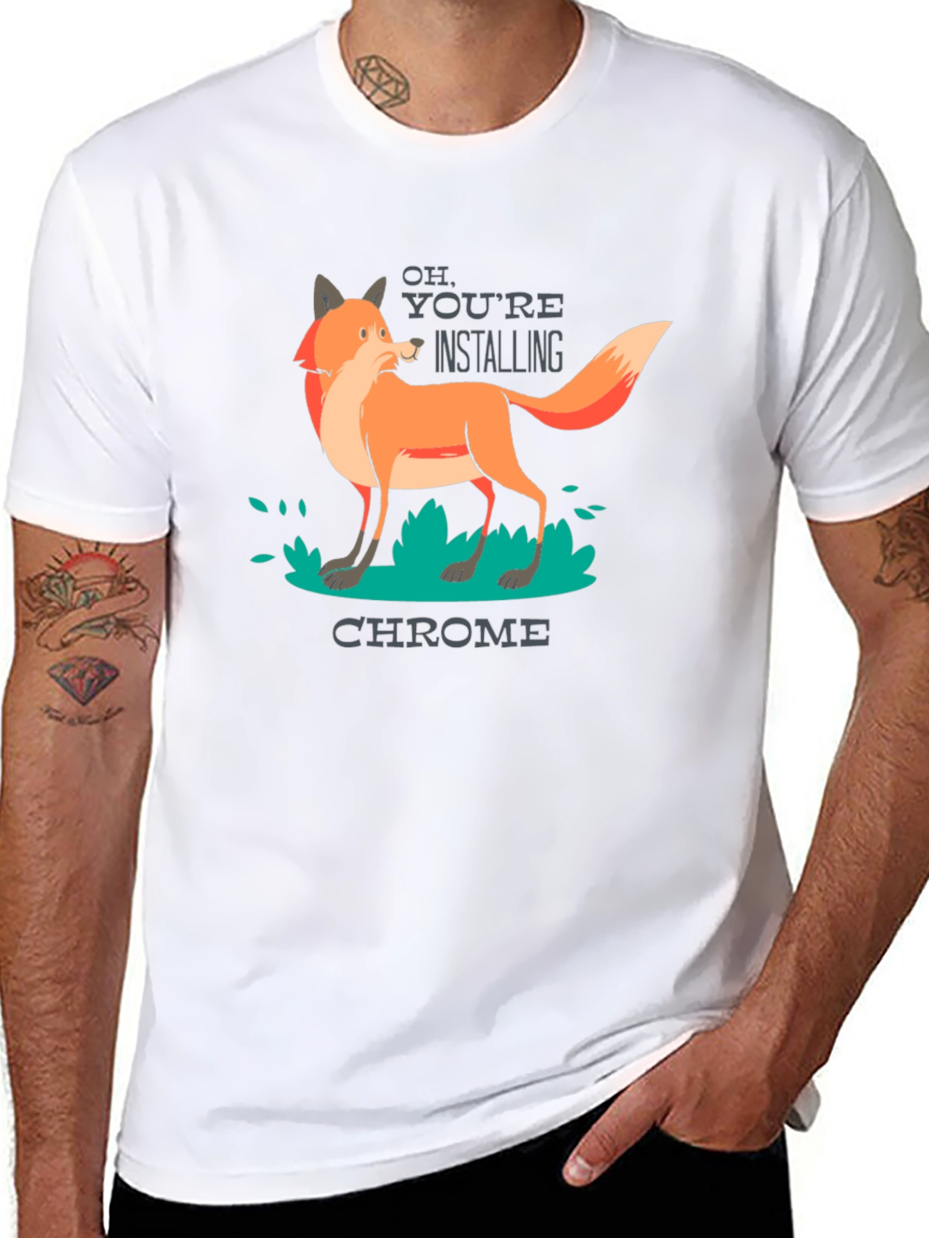 Black Funny Firefox Chrome T-Shirt view 8
