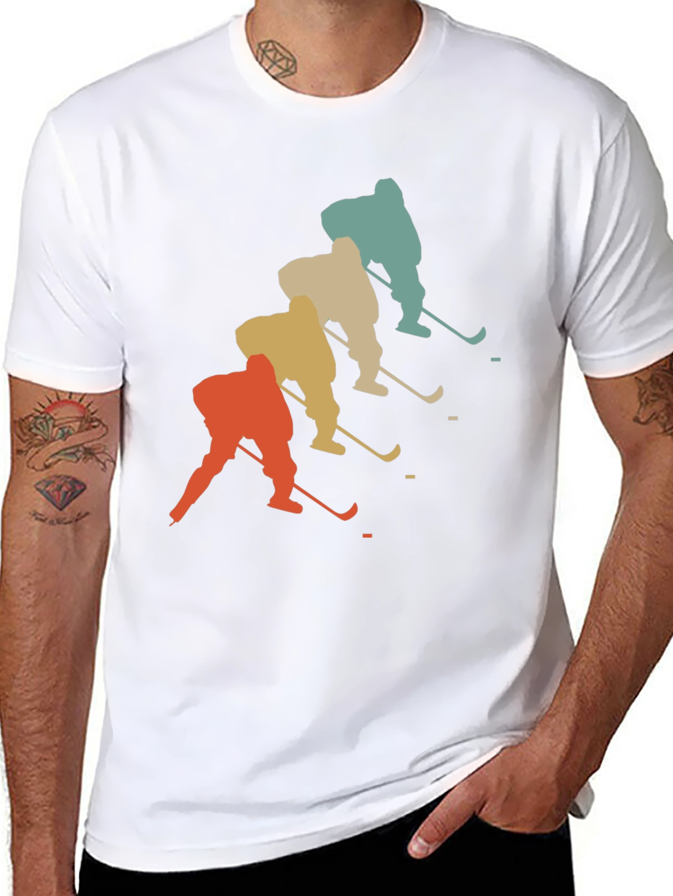 Black Vintage Hockey Player Graphic T-Shirt view 8