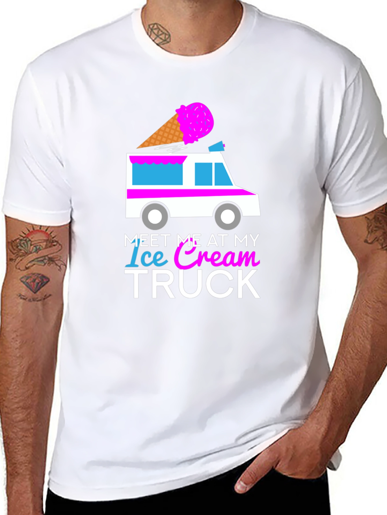 Black Meet Me At My Ice Cream Truck T-Shirt Fun Design view 8