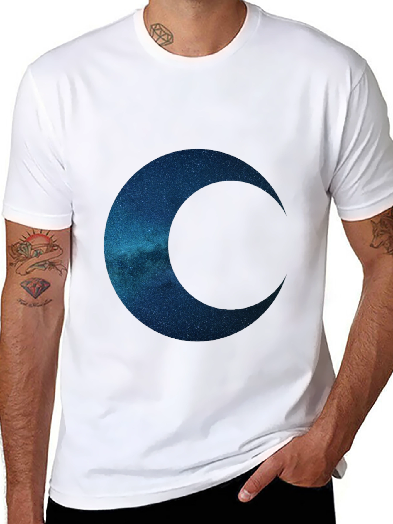 Black Celestial Crescent Graphic Tee - Premium Comfort view 8