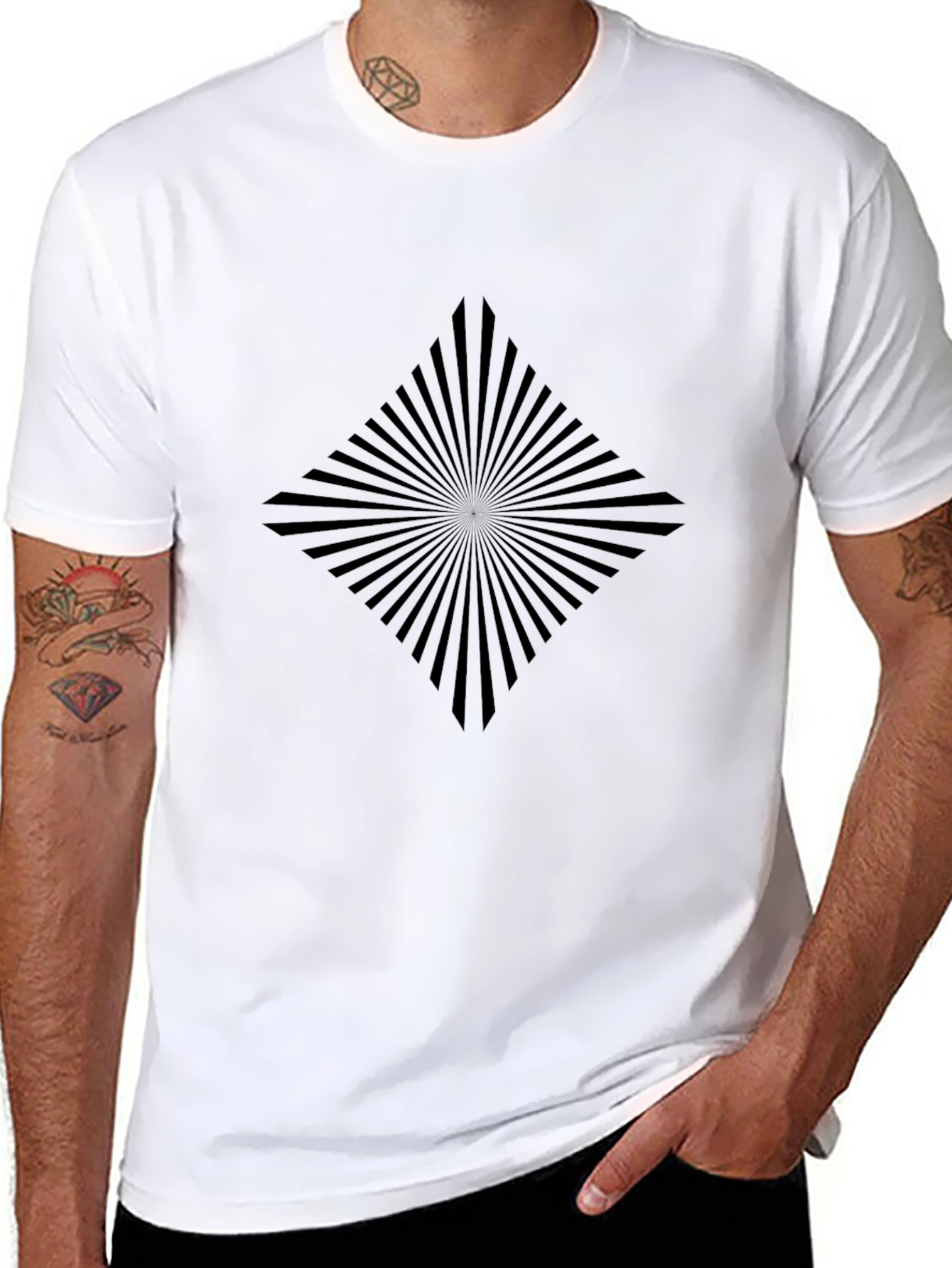 Black Men's Black Diamond Ray Graphic Tee - Casual Style view 8