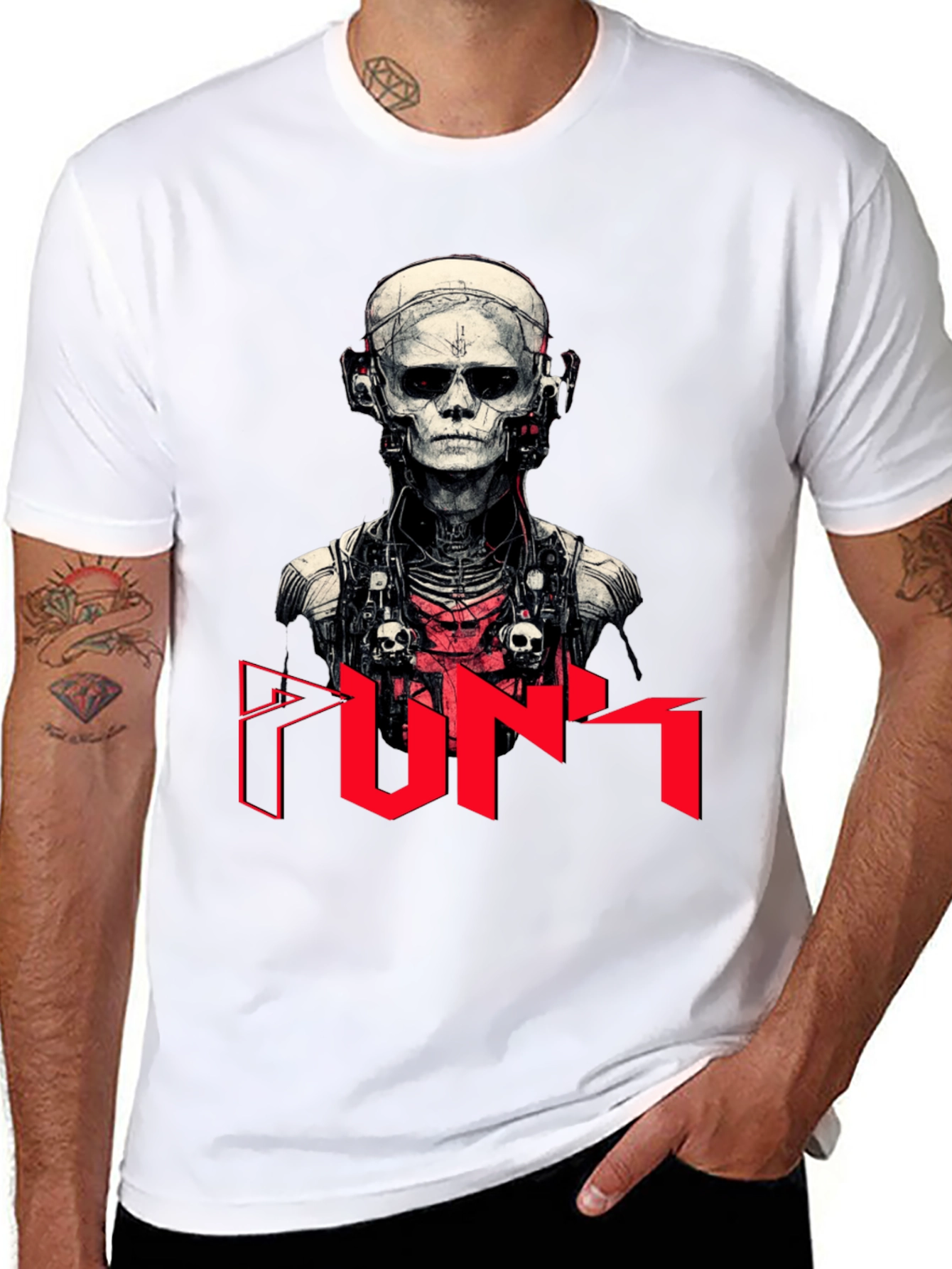 Black Cyberpunk Skeleton Graphic Tee view 8