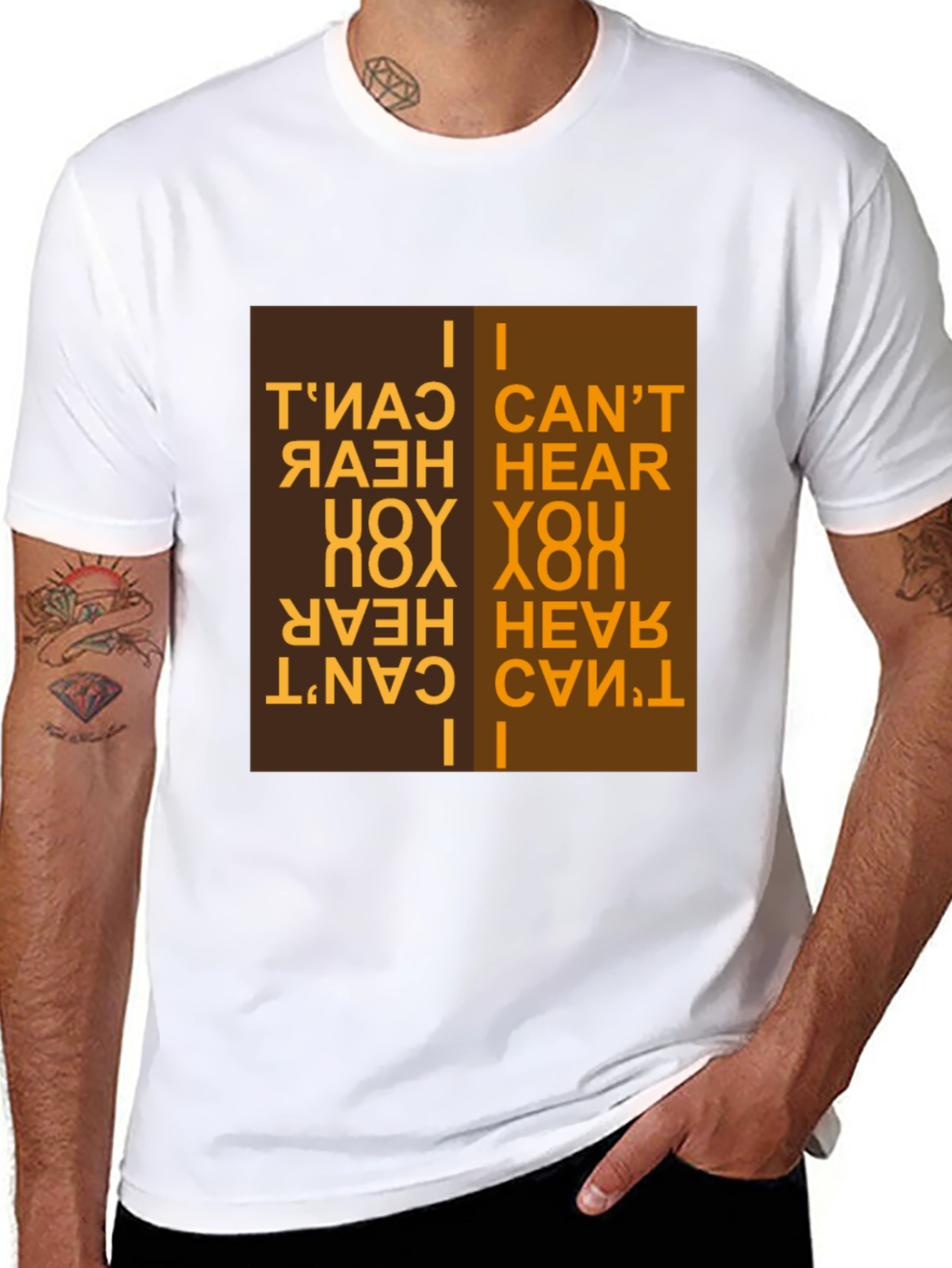 Black I Can't Hear You T-Shirt Novelty Design view 8