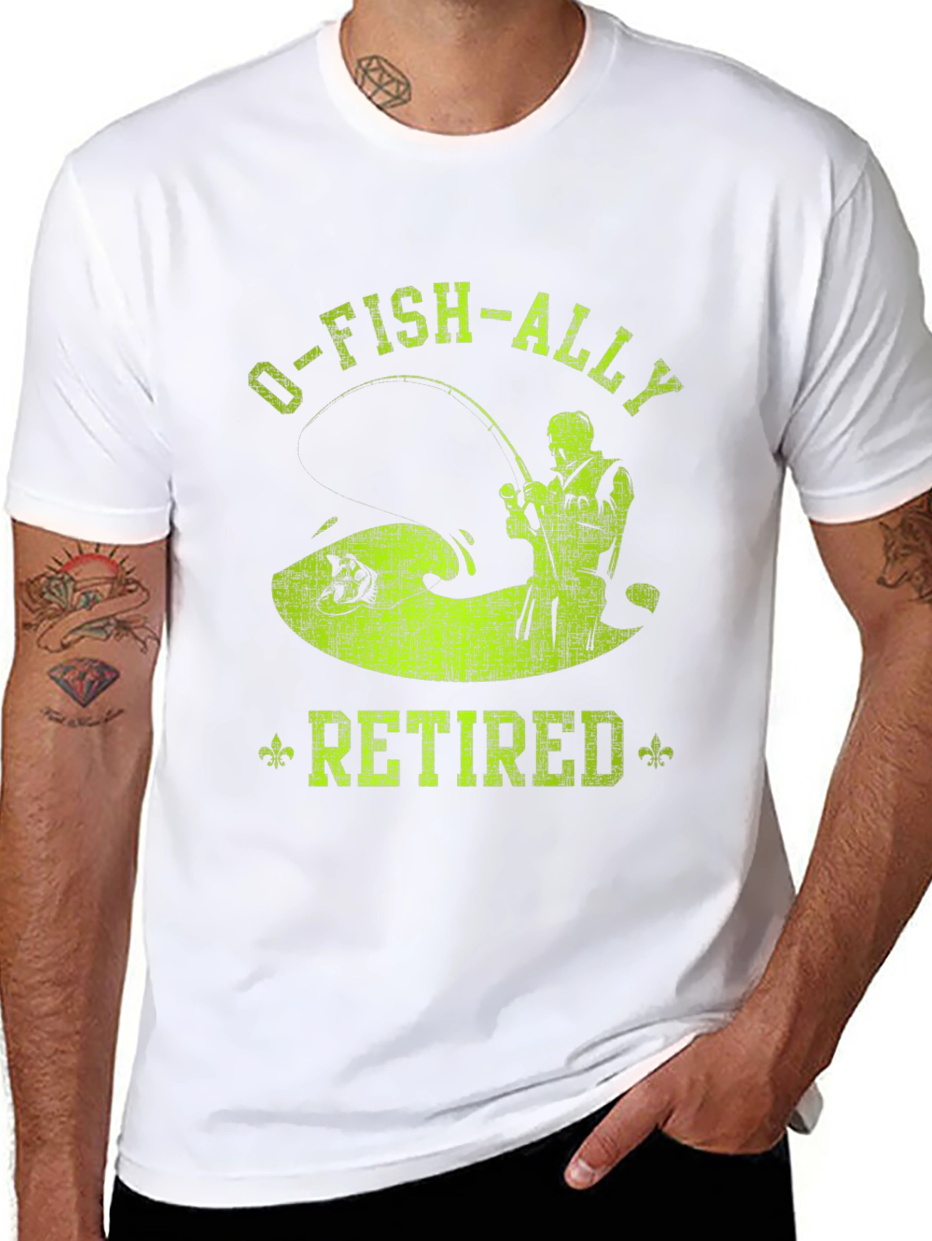 Black O-FISH-ALLY Retired Fishing T-Shirt view 8