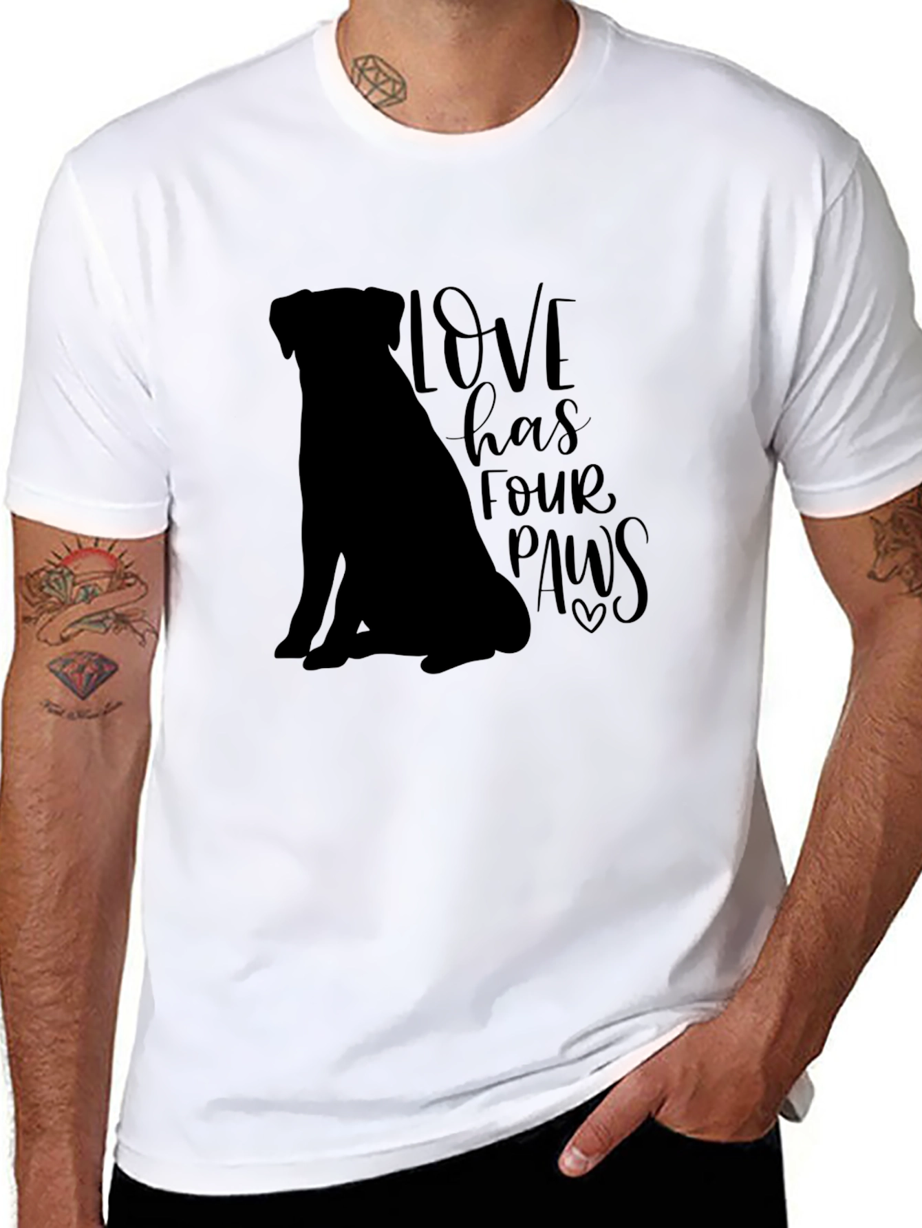 Black Love Has Four Paws Black T-Shirt view 8