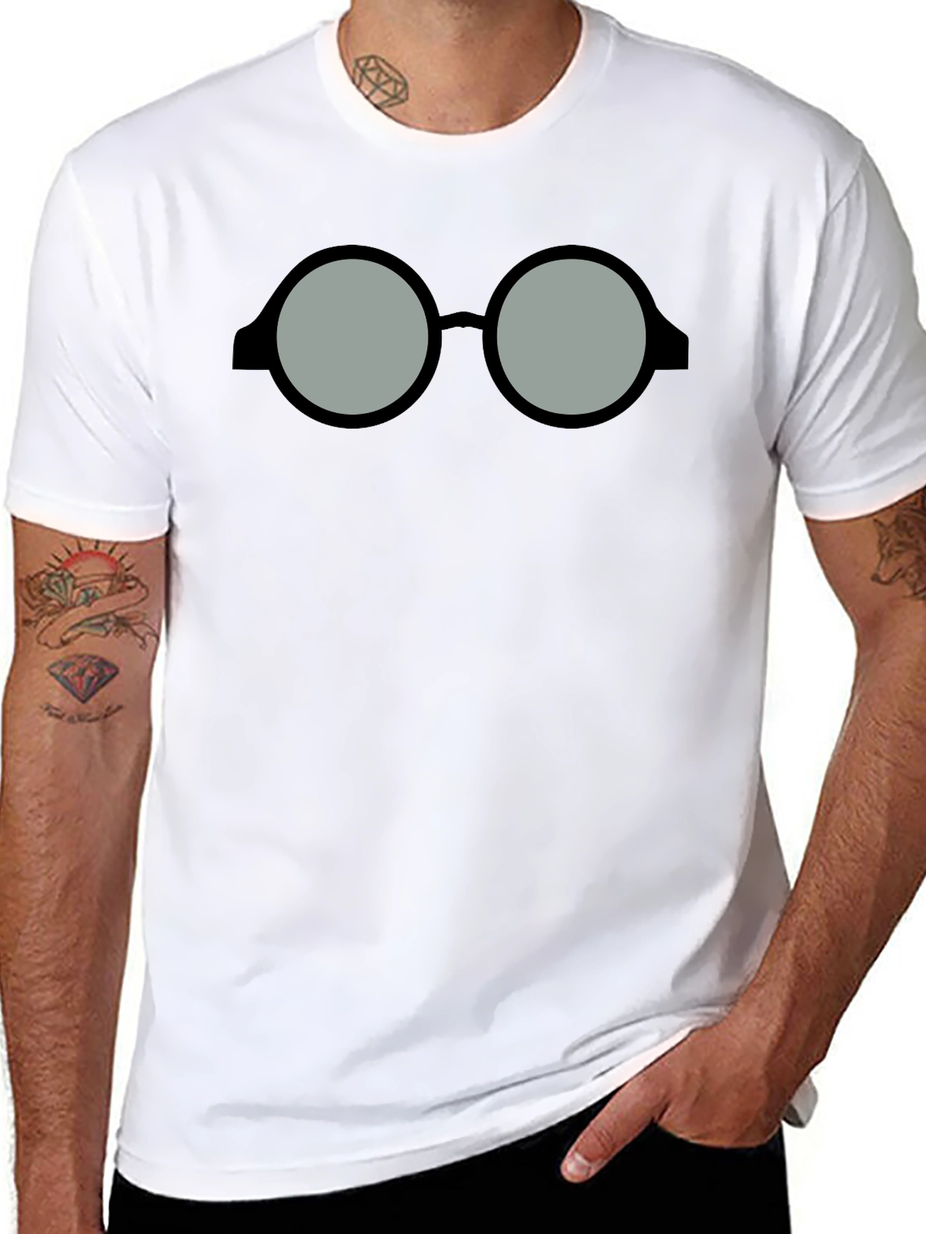 Black Nerdy Glasses Graphic T-Shirt - Classic Style view 8