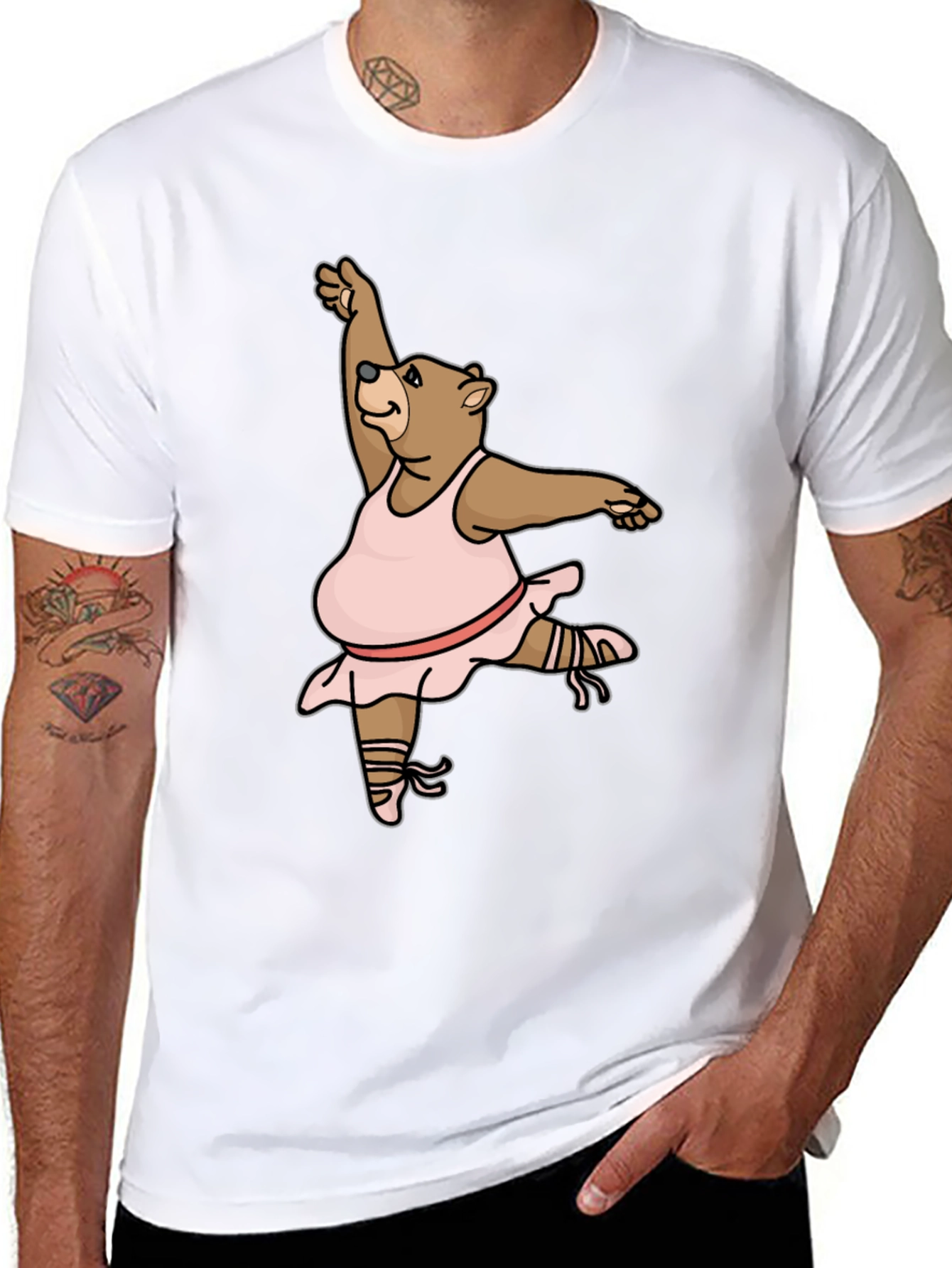 Black Dancing Bear T-Shirt - Black Cotton Tee view 8