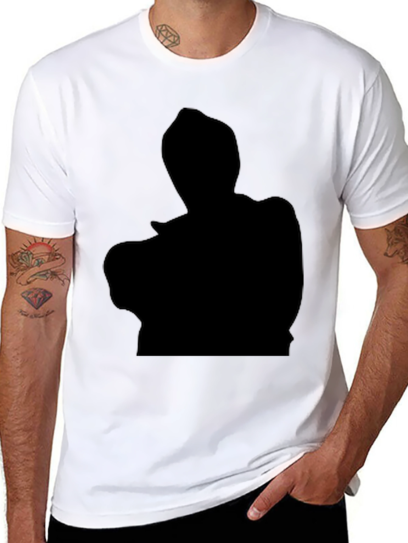 Black Black Silhouette Graphic Tee - Men's Casual T-Shirt view 8