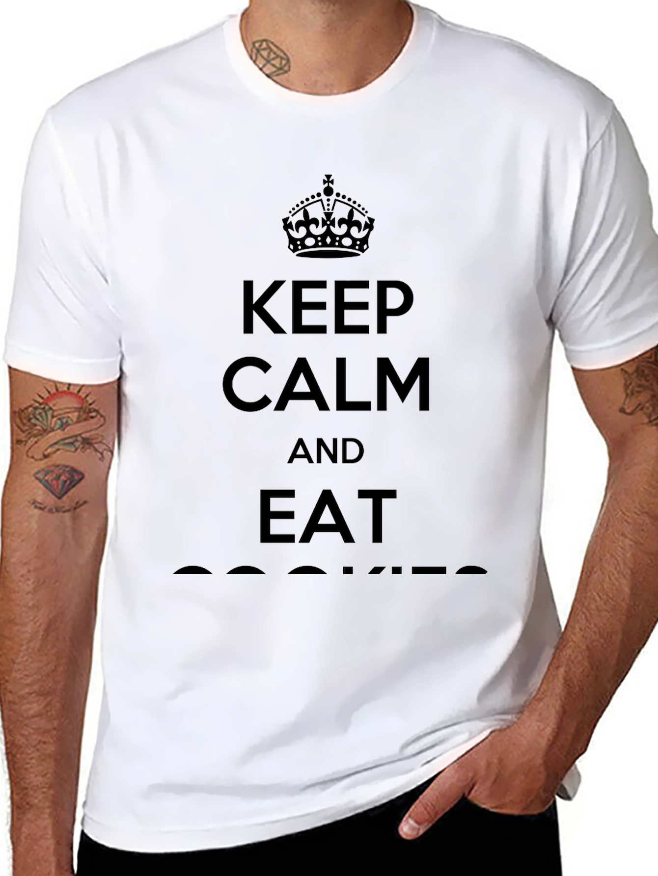 Black Keep Calm & Eat Cookies Black T-Shirt view 8