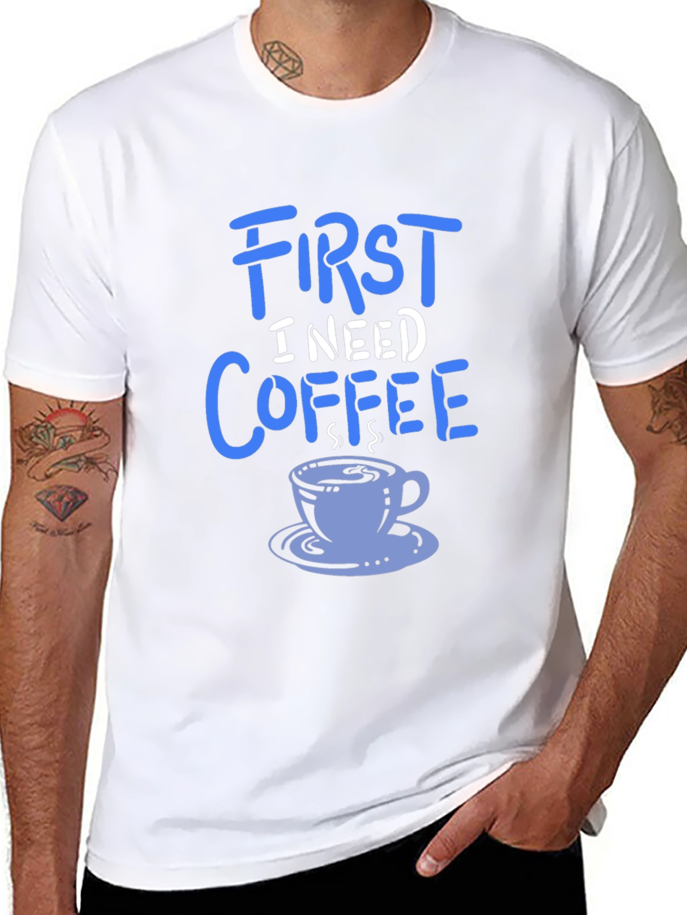 Black First I Need Coffee Graphic Tee - Soft Cotton Blend view 8
