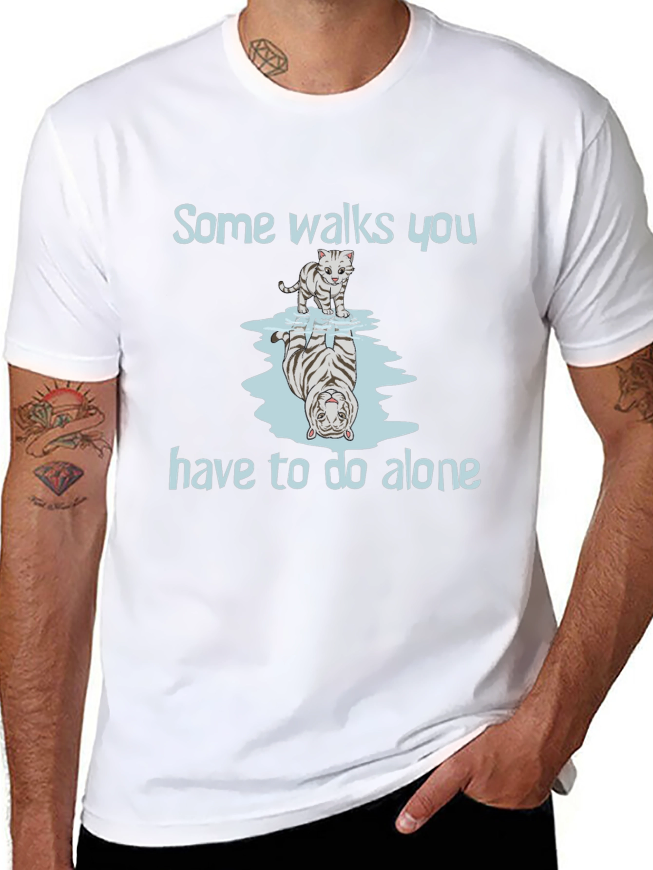 Black Tiger Reflection Graphic Tee - Some Walks You Have to Do Alone view 8