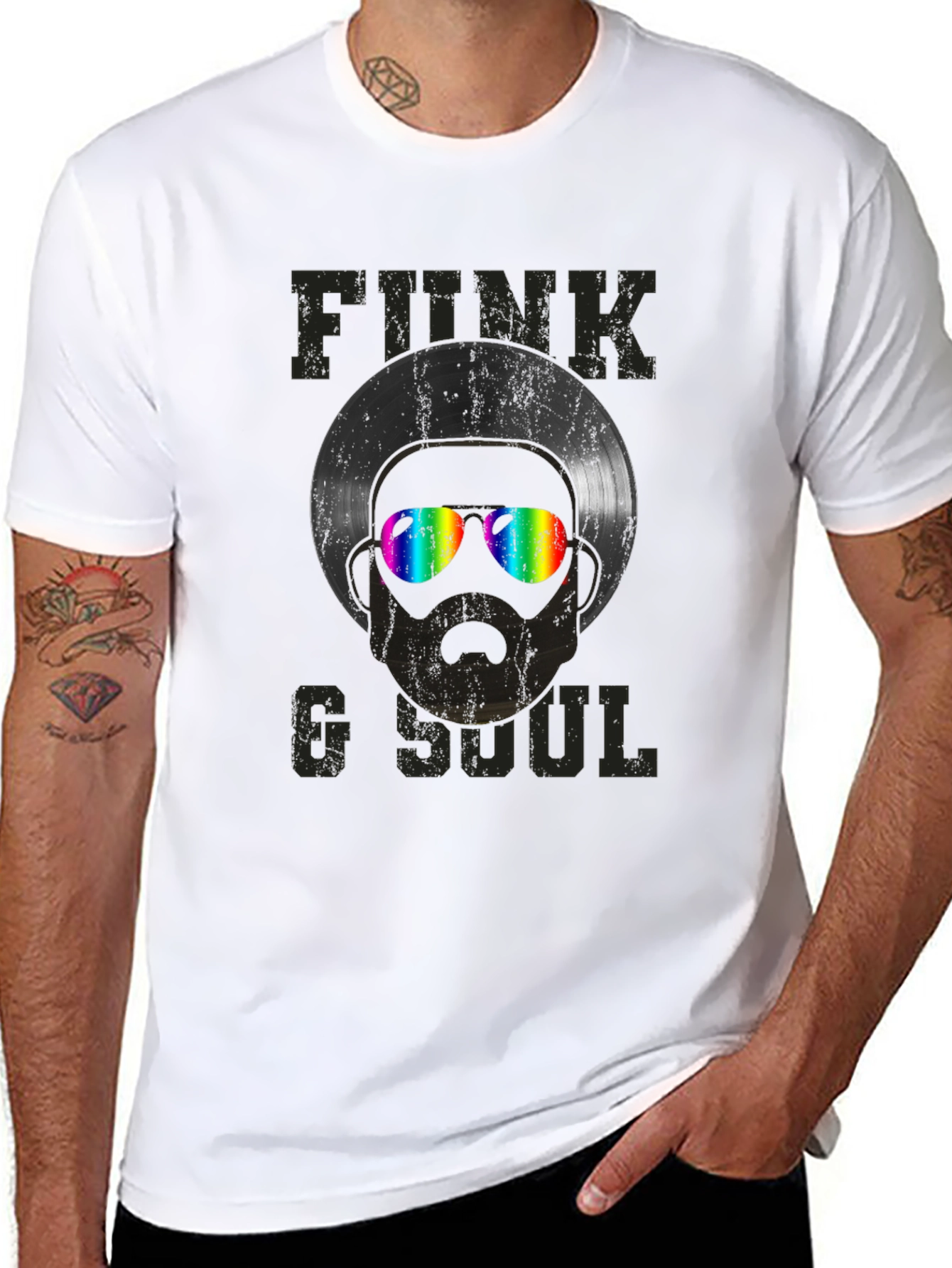 Black Funk & Soul Record Head Graphic Tee view 8