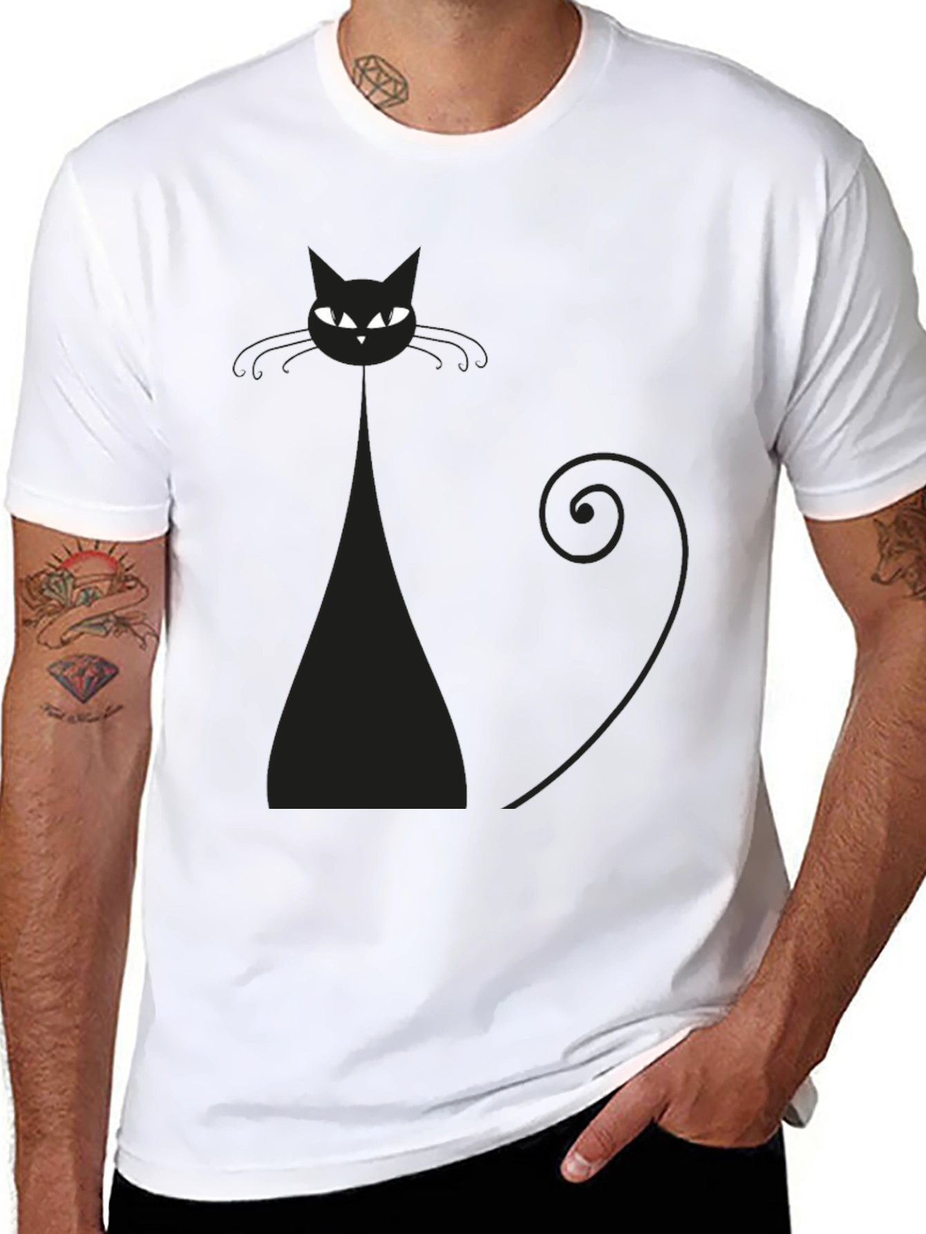 Black Cat Graphic Tee - Stylish Men's T-Shirt - 8
