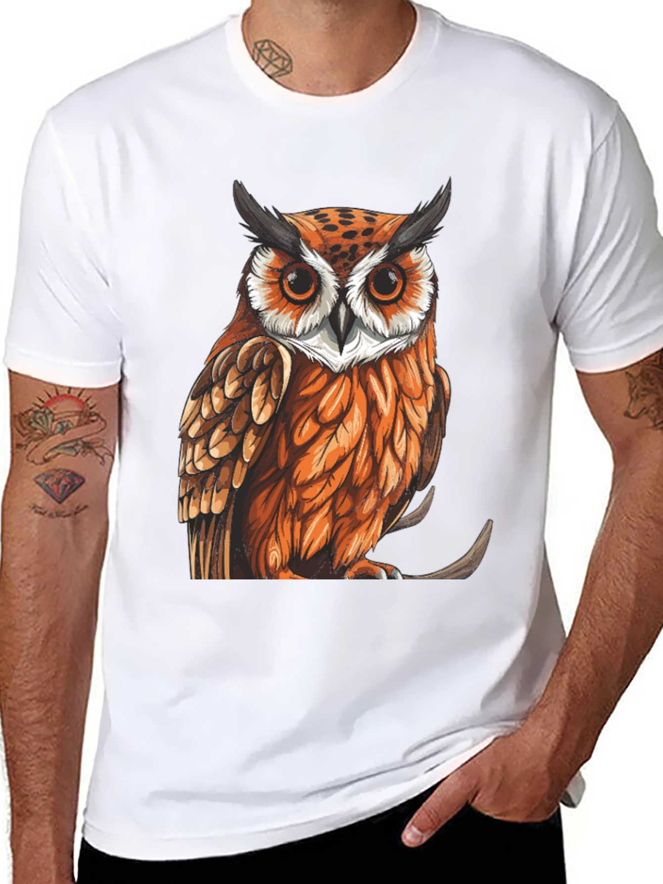 Black Owl Graphic Print T-Shirt view 8