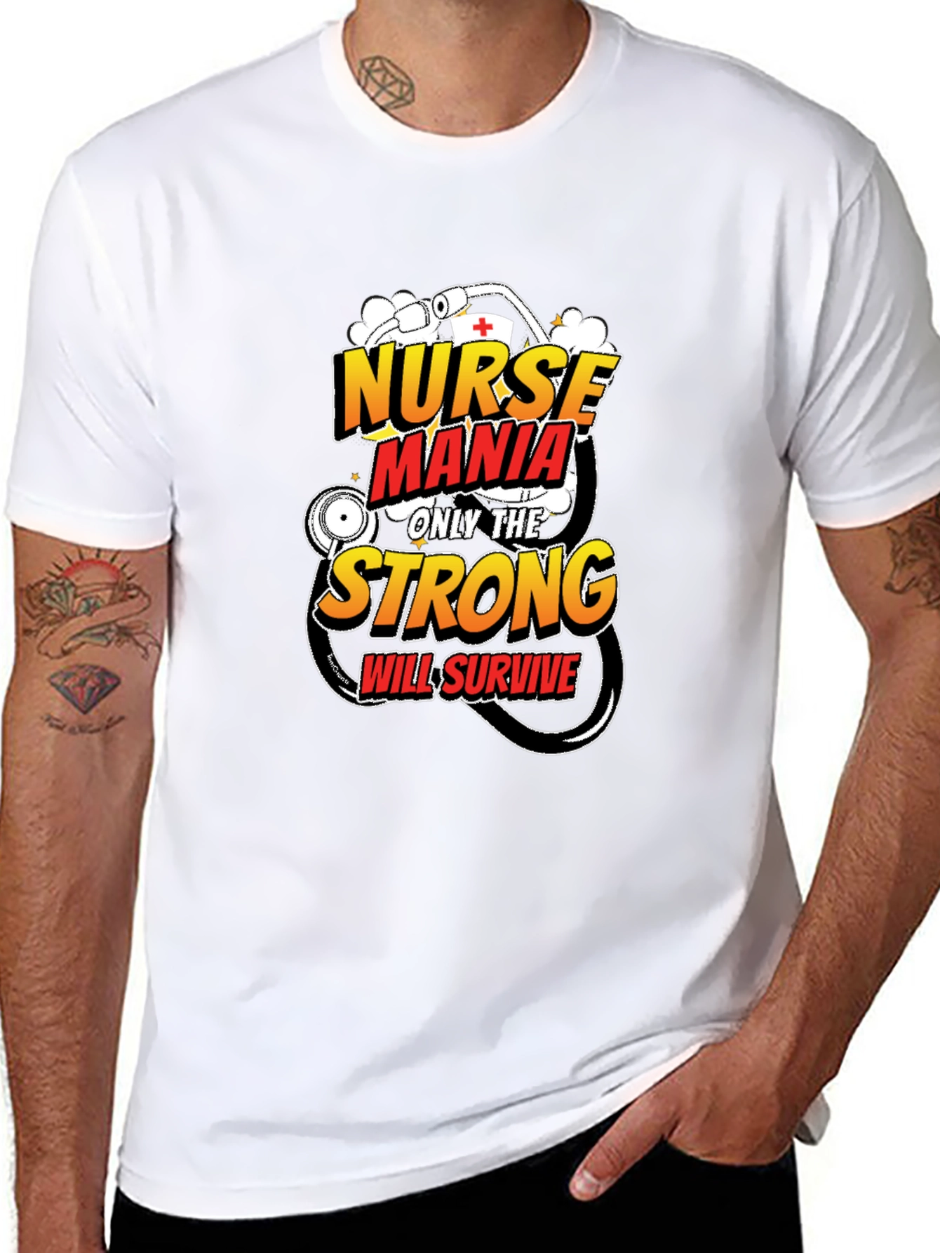 Black Nurse Mania T-Shirt: Only The Strong Survive view 8