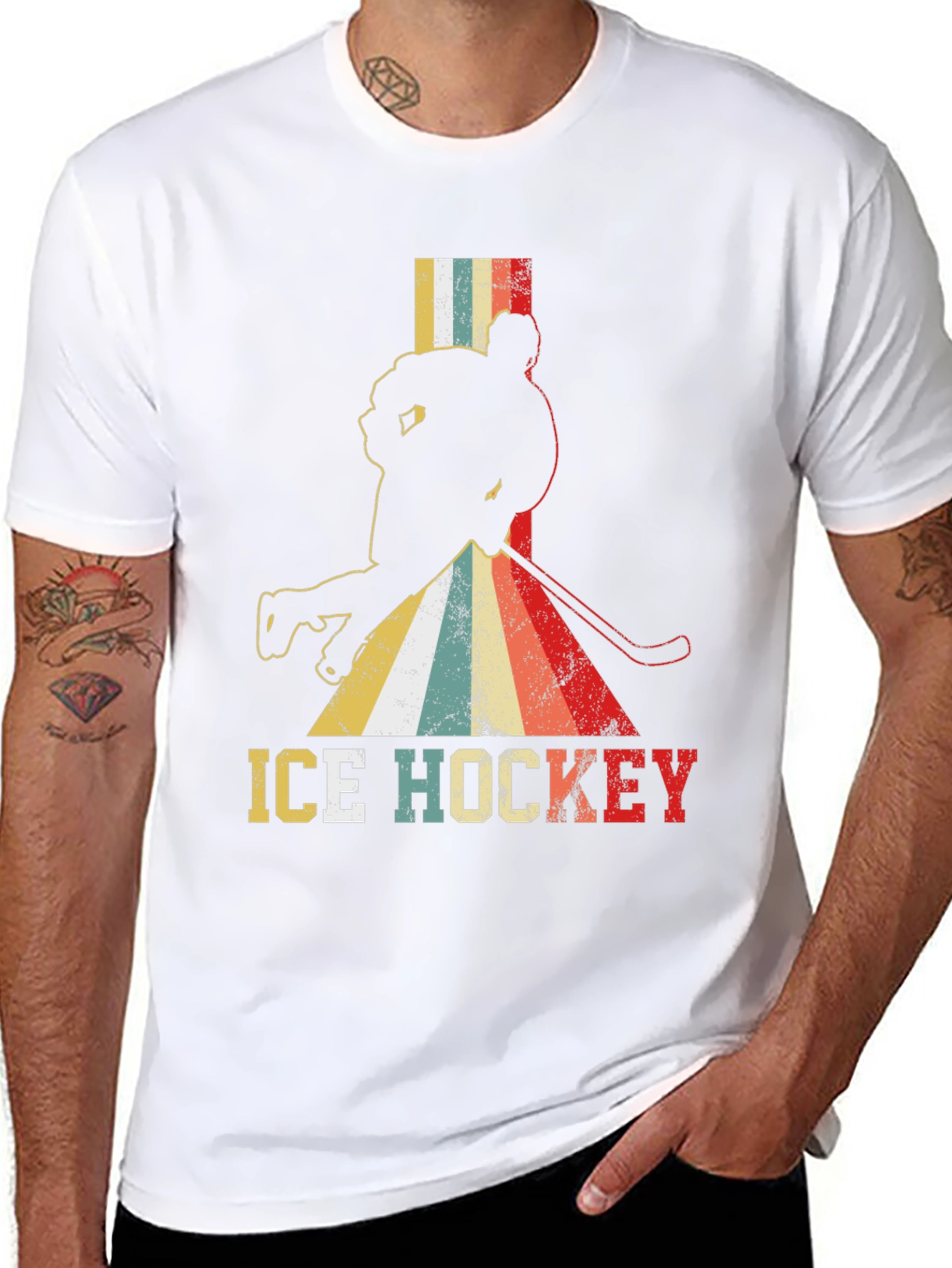 Black Retro Ice Hockey T-Shirt - Vintage Style Tee view 8