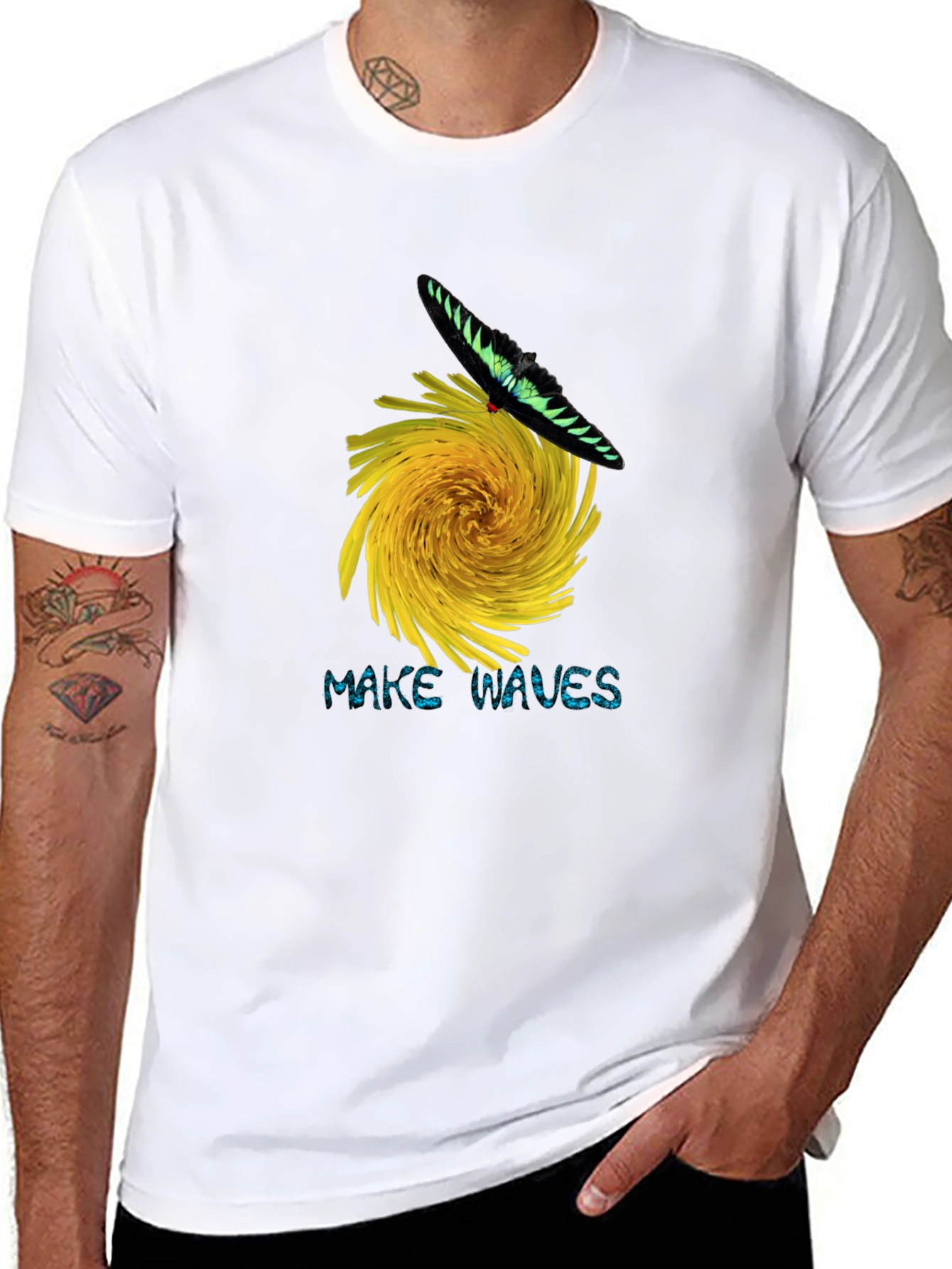 Black Make Waves Butterfly Graphic Tee view 8