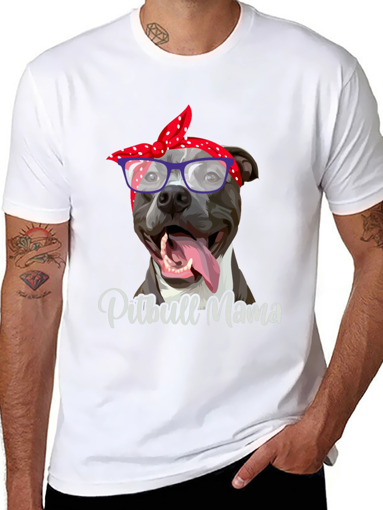 Black Pitbull Mama Graphic T-Shirt - Dog Lover Tee view 8