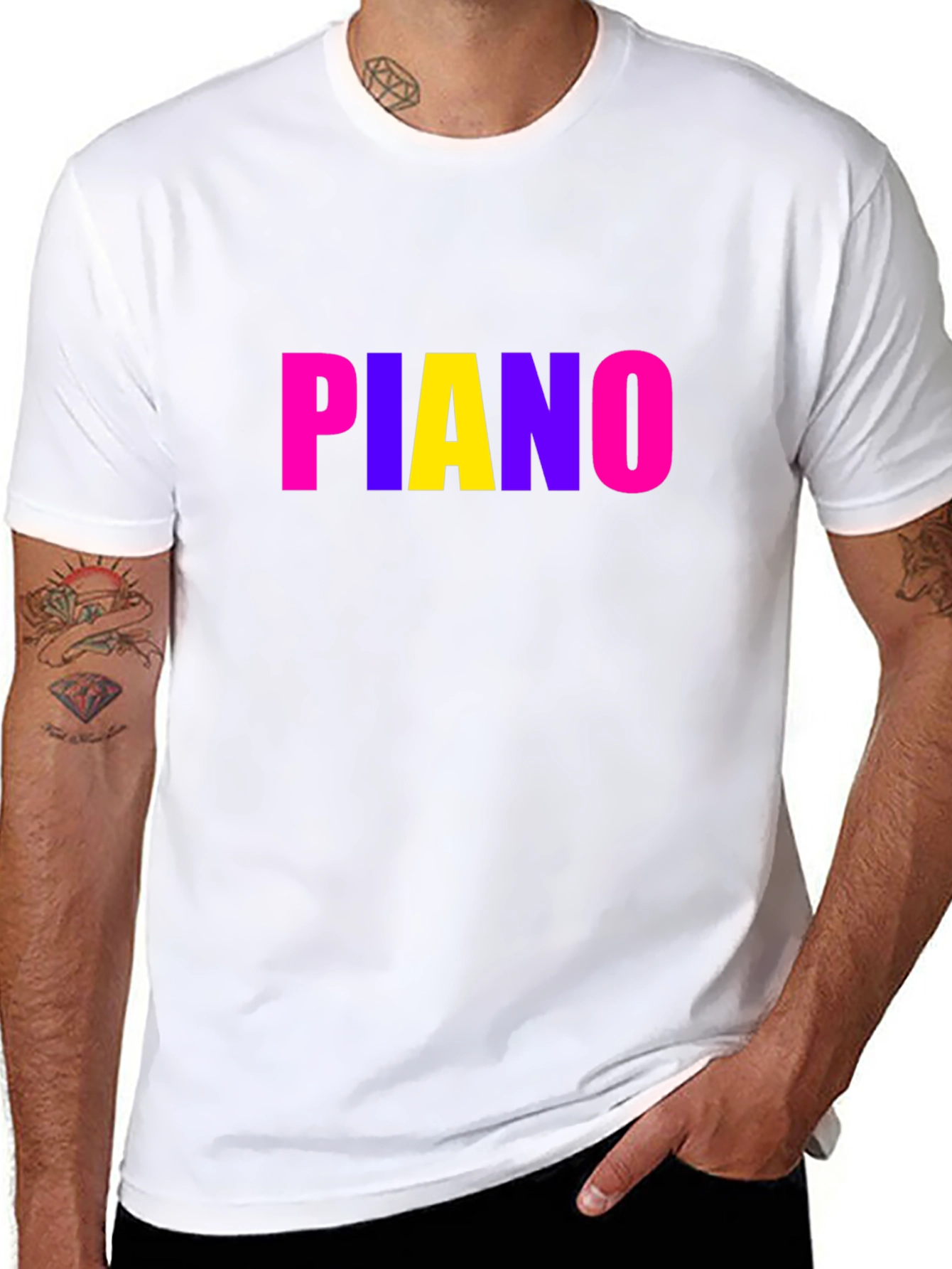 Black Fun Piano Graphic T-Shirt view 8