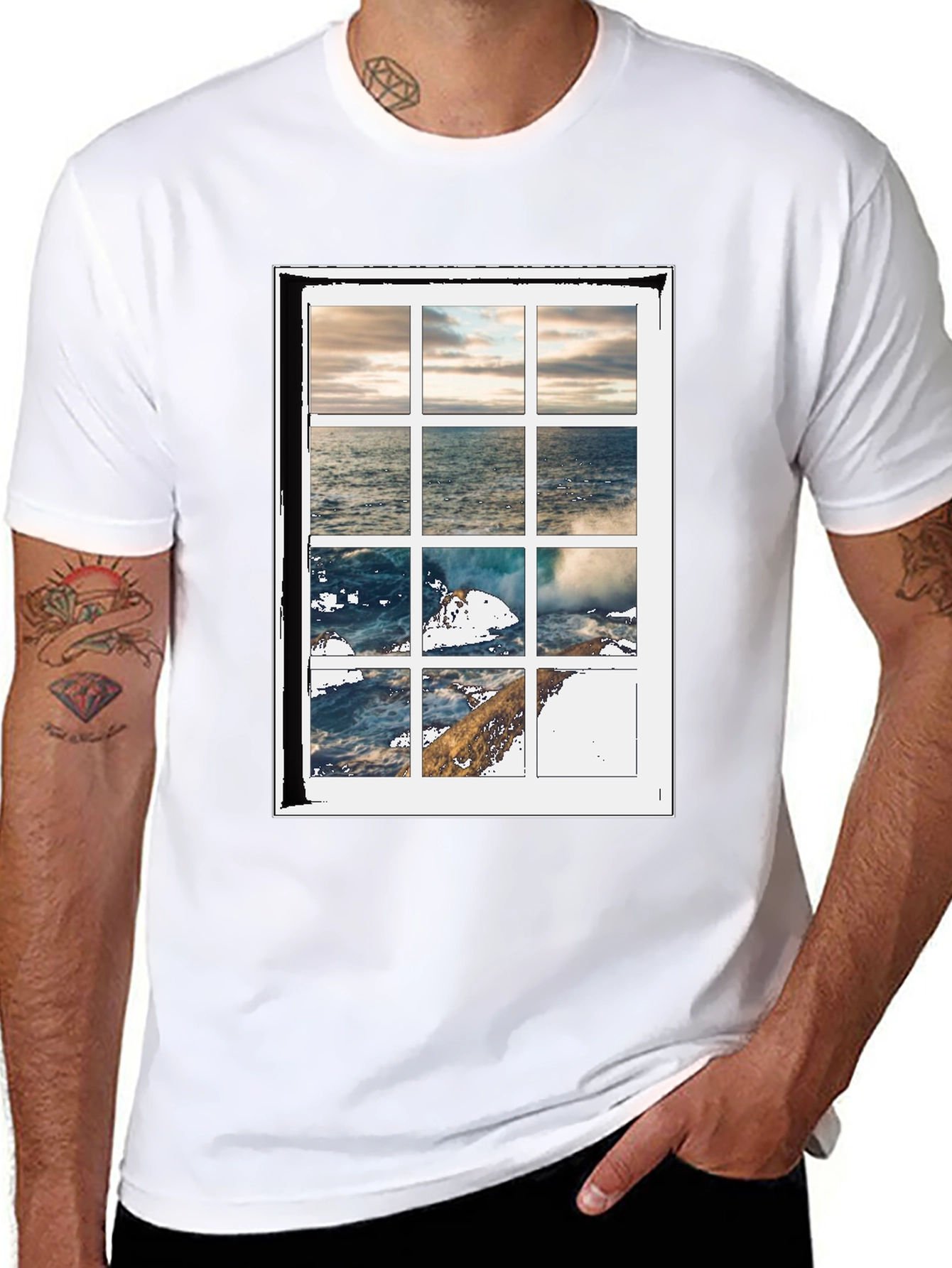 Black Ocean View Graphic Tee - Soft Cotton Blend view 8