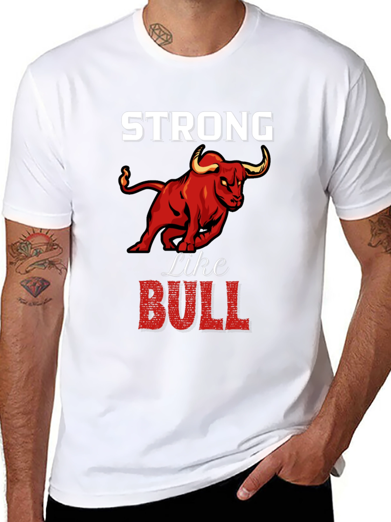 Black Strong Like Bull Graphic Tee view 8