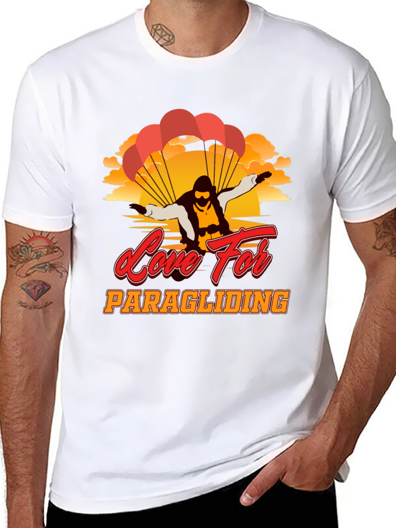 Black Paragliding Love Graphic Tee | Adventure Seeker Shirt view 8
