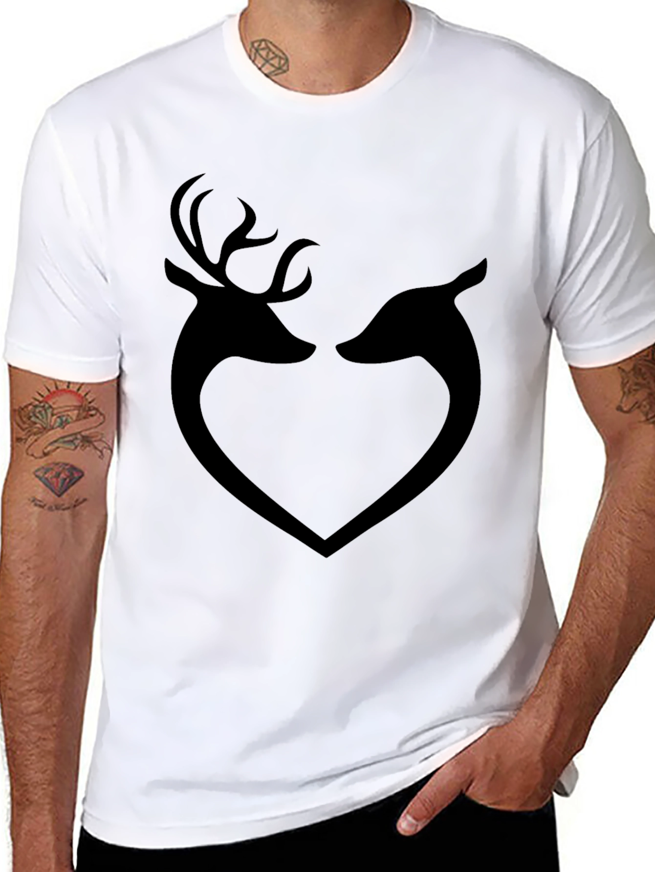 Deer Heart Graphic Tee - Men's Black T-Shirt - 8