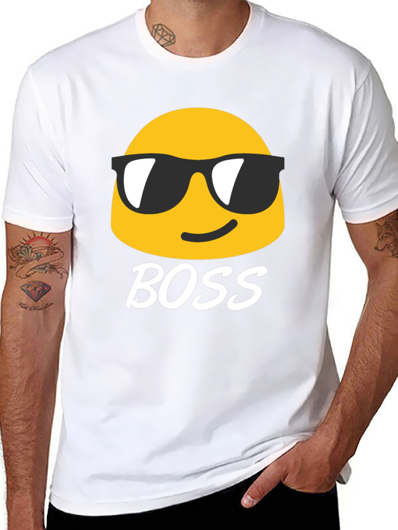 Black Cool Emoji Boss Black T-Shirt view 8