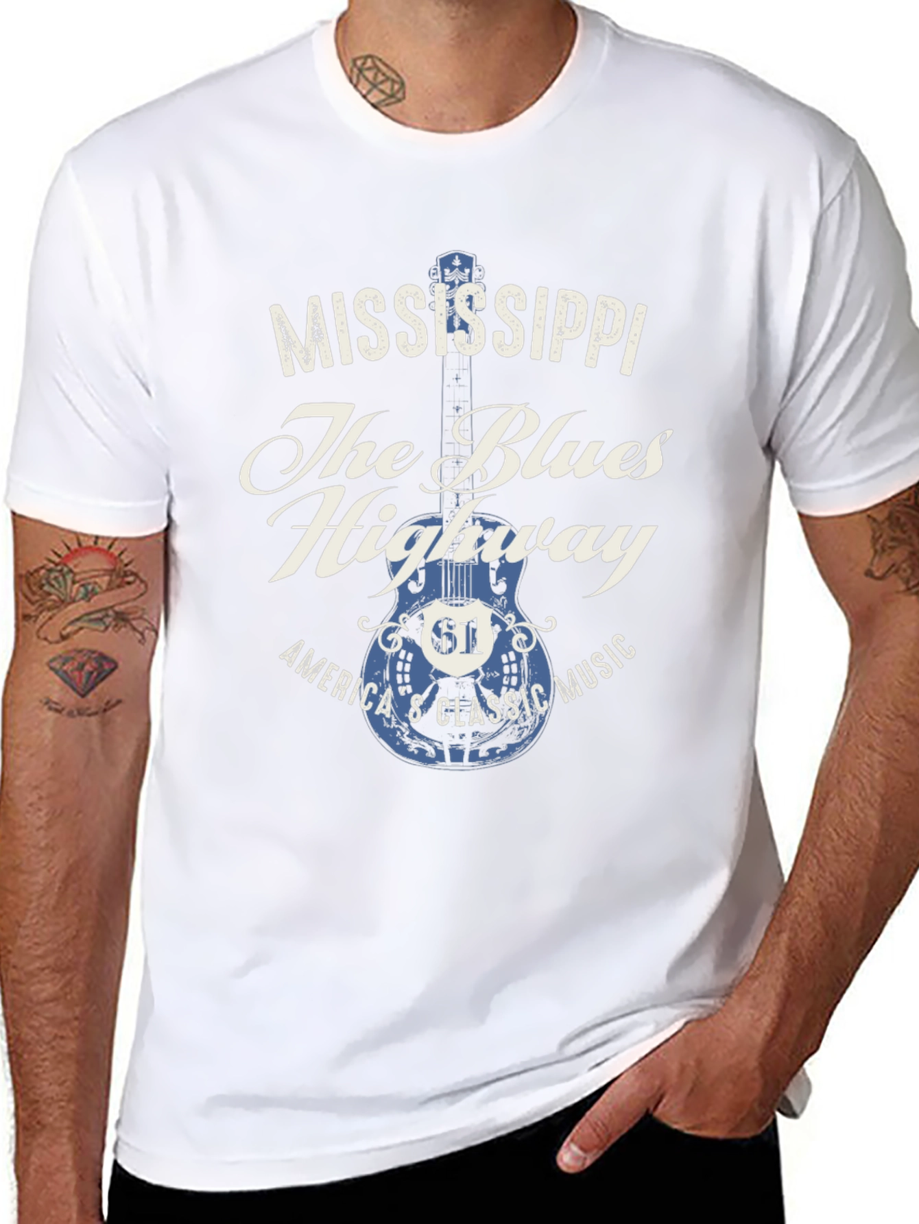 Black Mississippi Blues Highway Graphic T-Shirt view 8