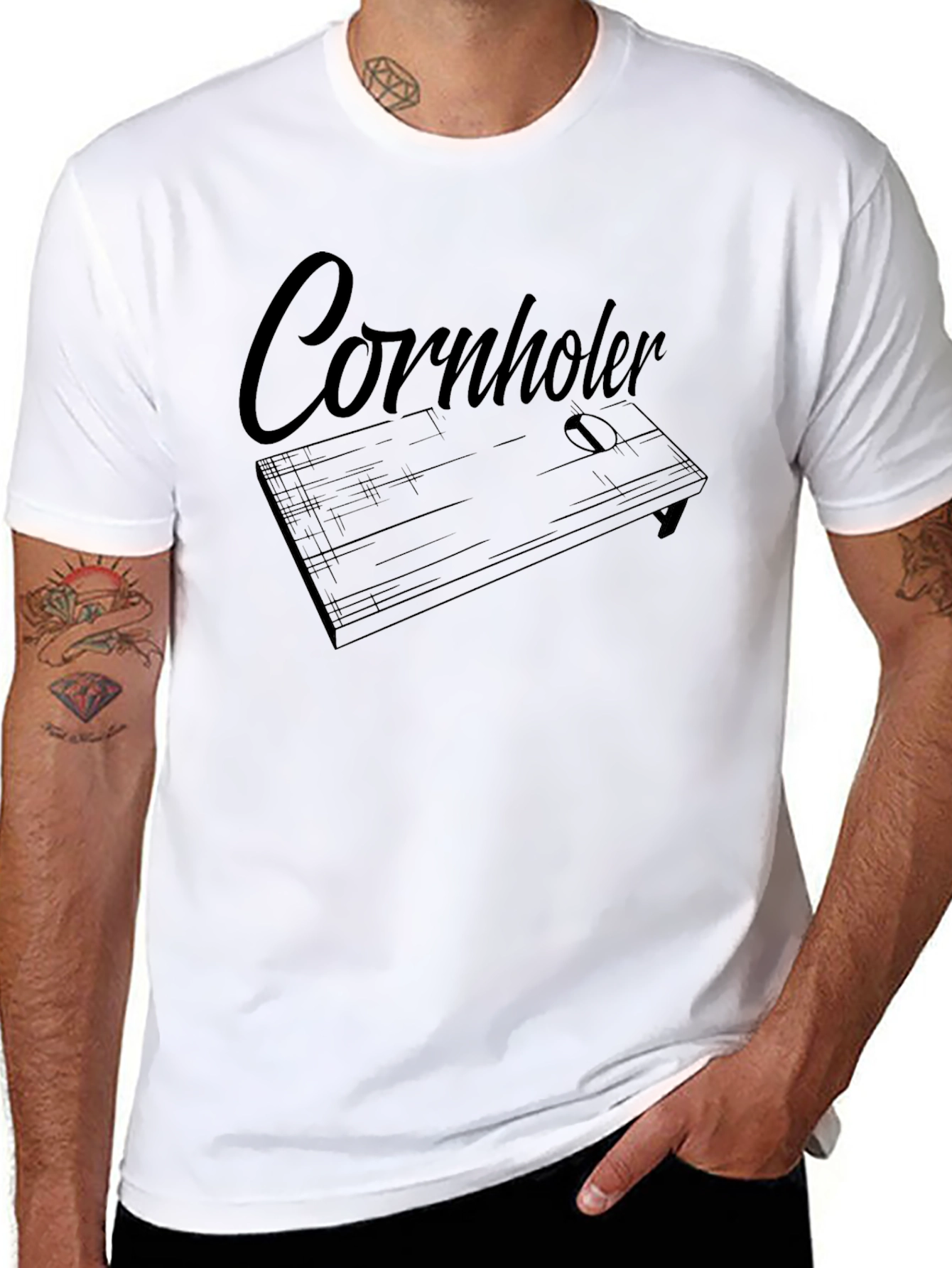 Black Cornholer Tee - Funny Cornhole T-Shirt view 8