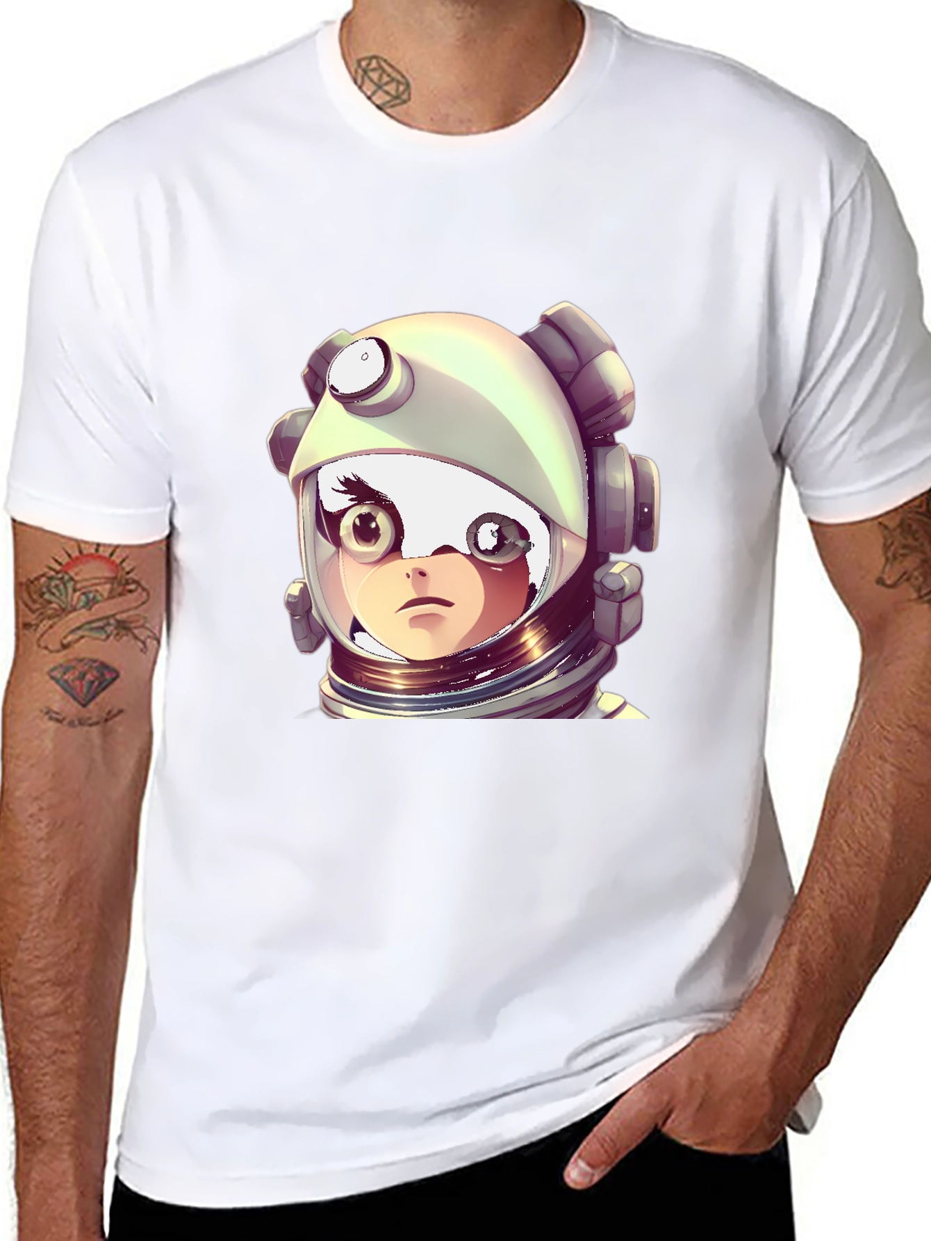 Black Astronaut Girl Graphic Black T-Shirt view 8