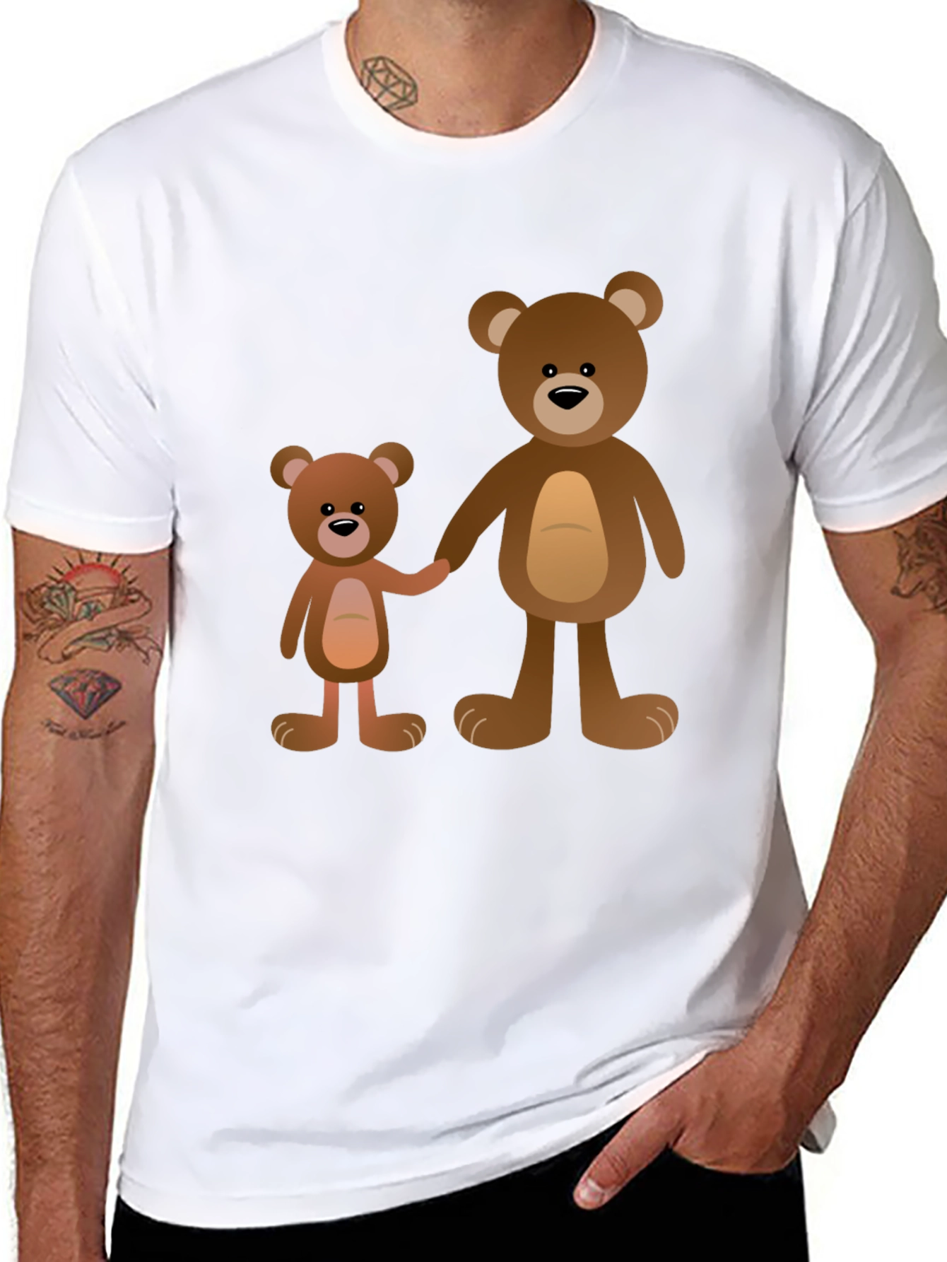 Black Cute Teddy Bear Family Black T-Shirt view 8