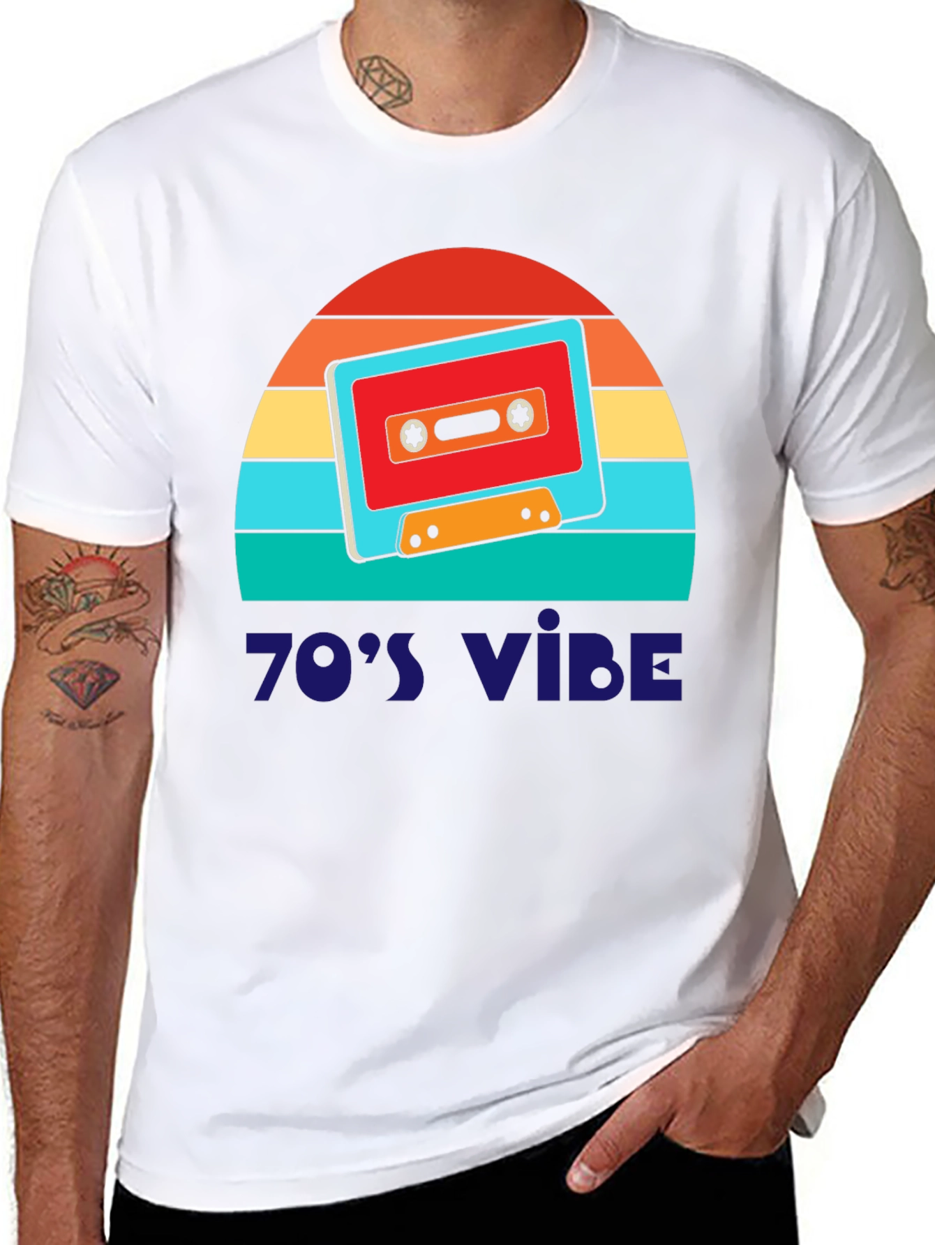 Black Retro 70's Vibe Graphic Tee view 8