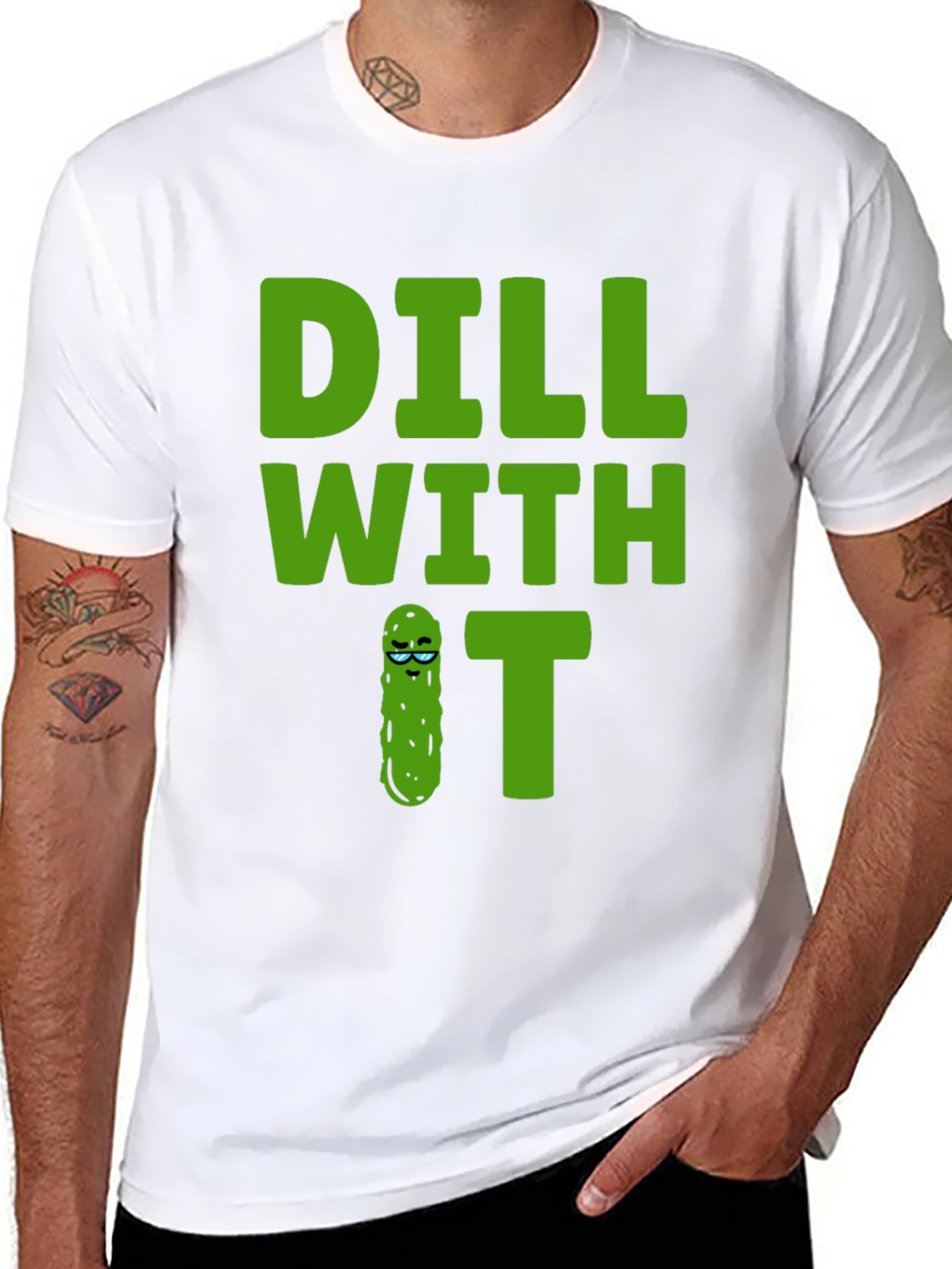 Black Dill With It Graphic Tee - Funny Pickle T-Shirt view 8