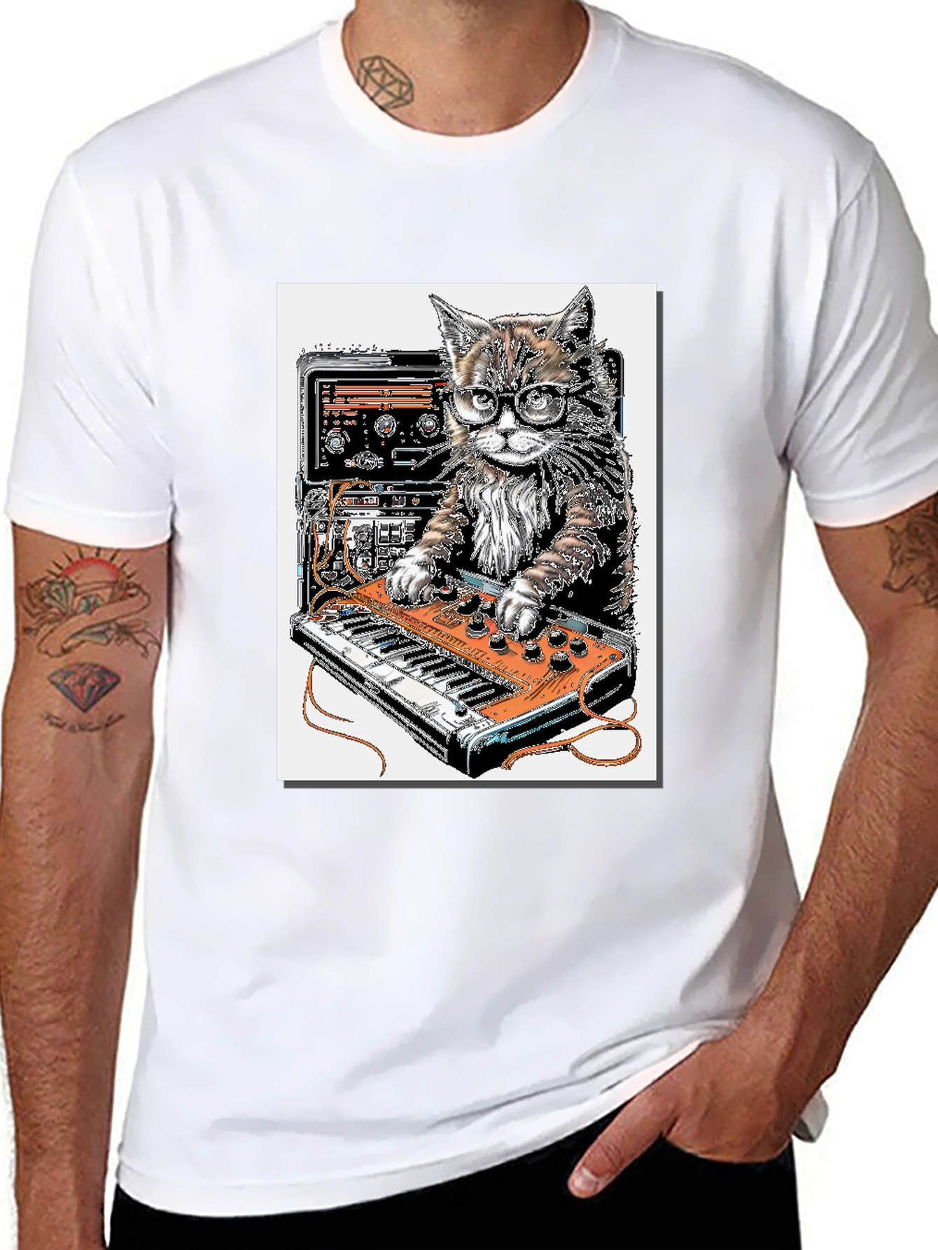 Black Cool Cat DJ Graphic T-Shirt view 8