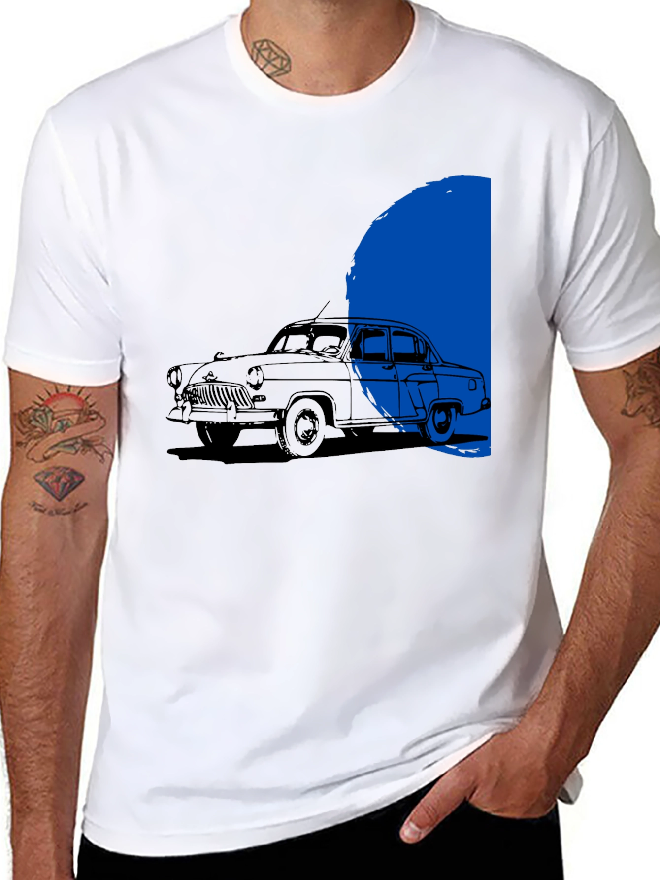 Black Classic Car T-Shirt - Retro Auto Design view 8