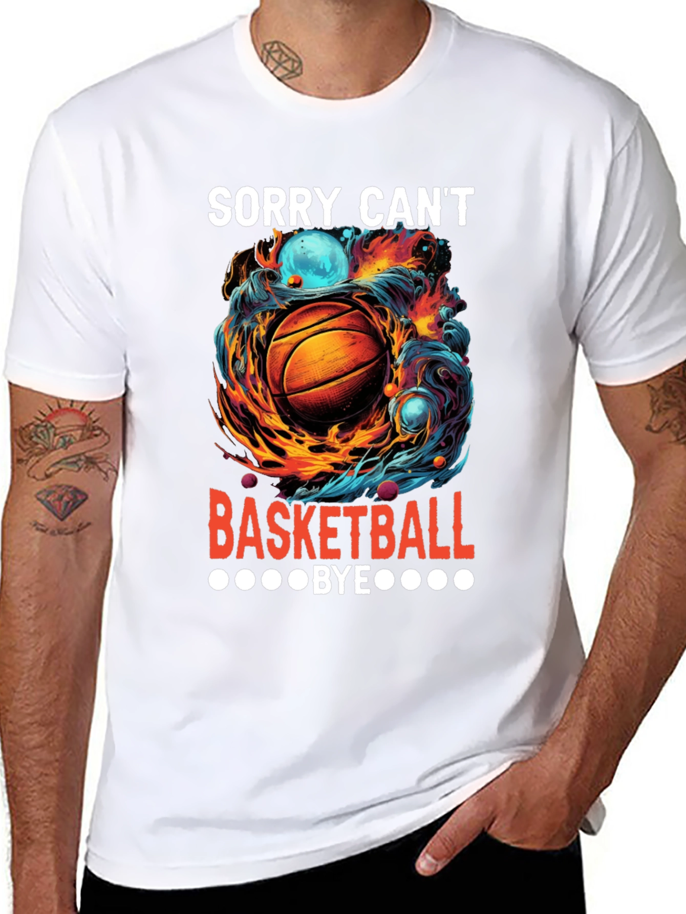 Black Sorry Can't Basketball Bye Graphic Tee view 8