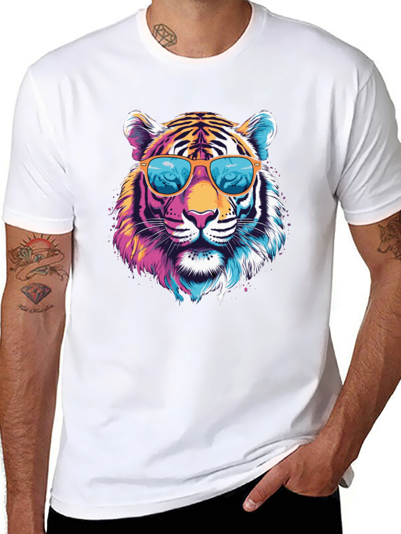 Black Cool Tiger Graphic T-Shirt view 8