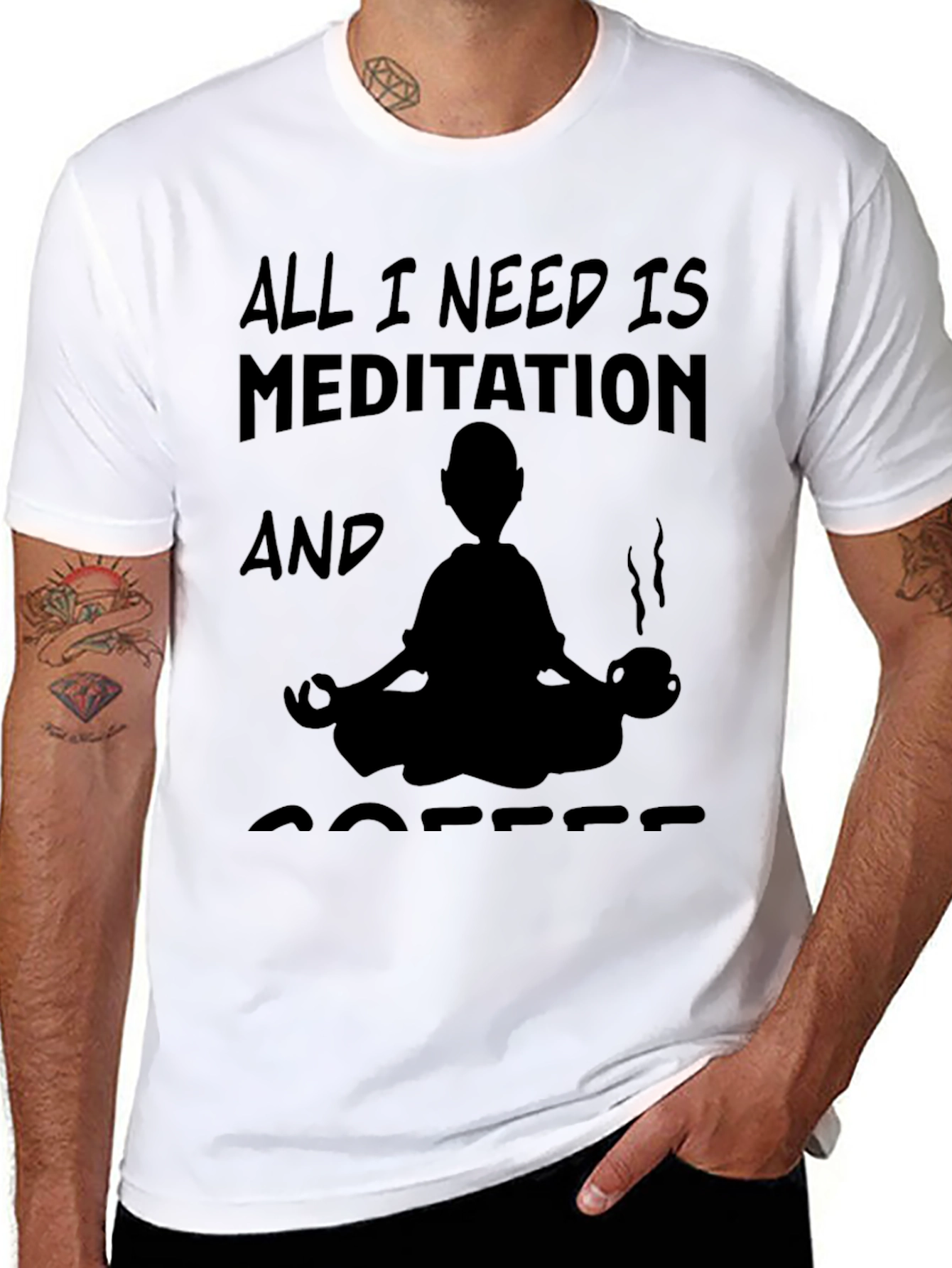 Black Meditation & Coffee Graphic T-Shirt view 8