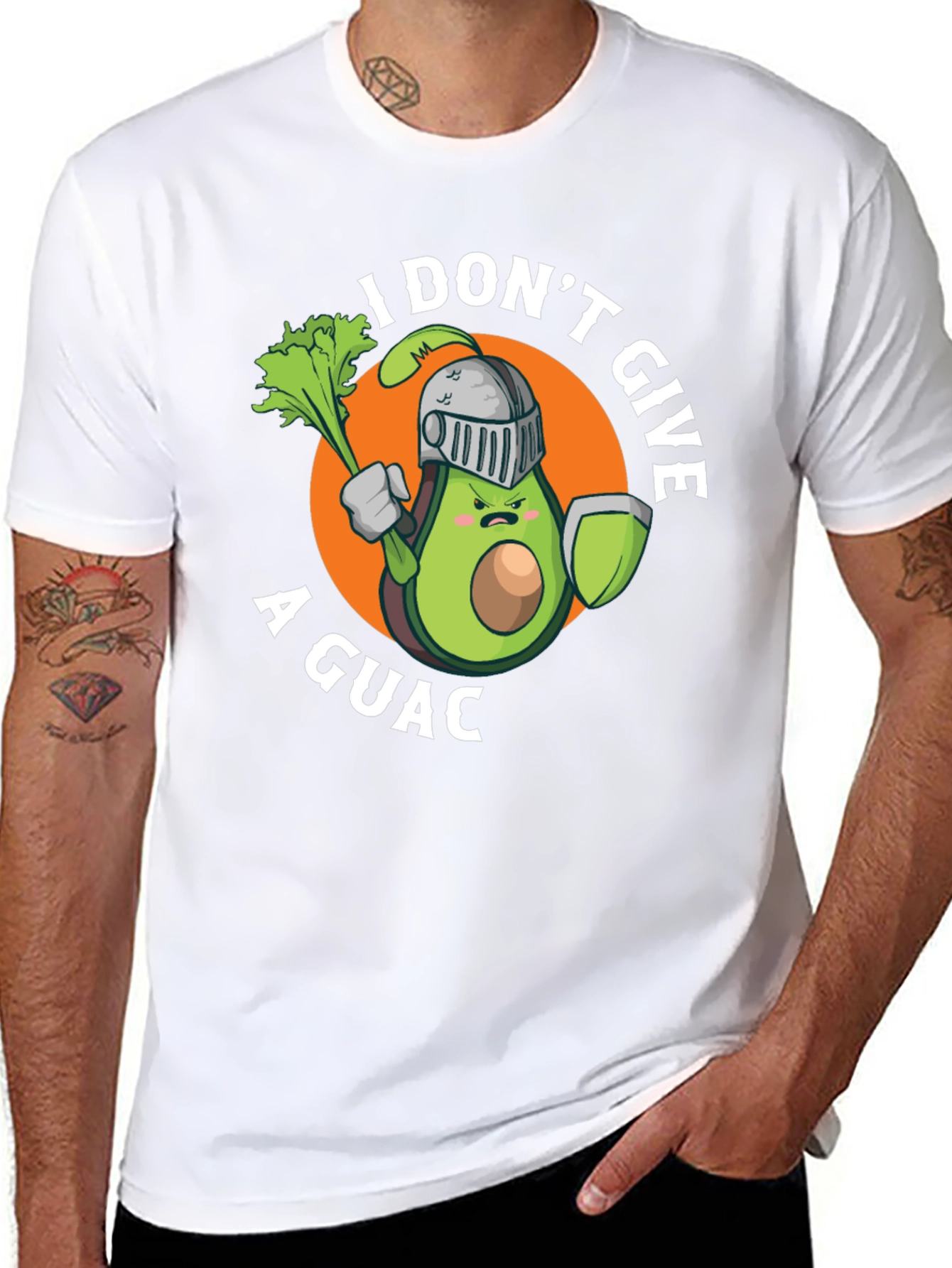 Black I Don't Give A Guac T-Shirt Funny Avocado Knight Tee view 8
