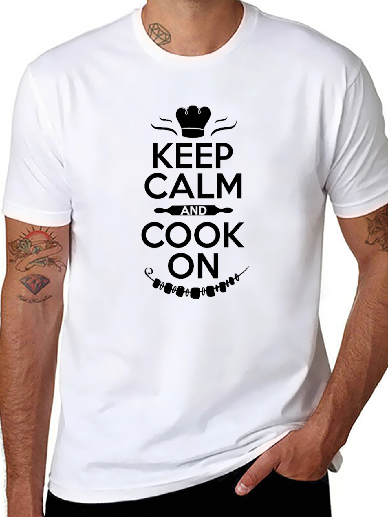 Black Keep Calm and Cook On Black T-Shirt view 8