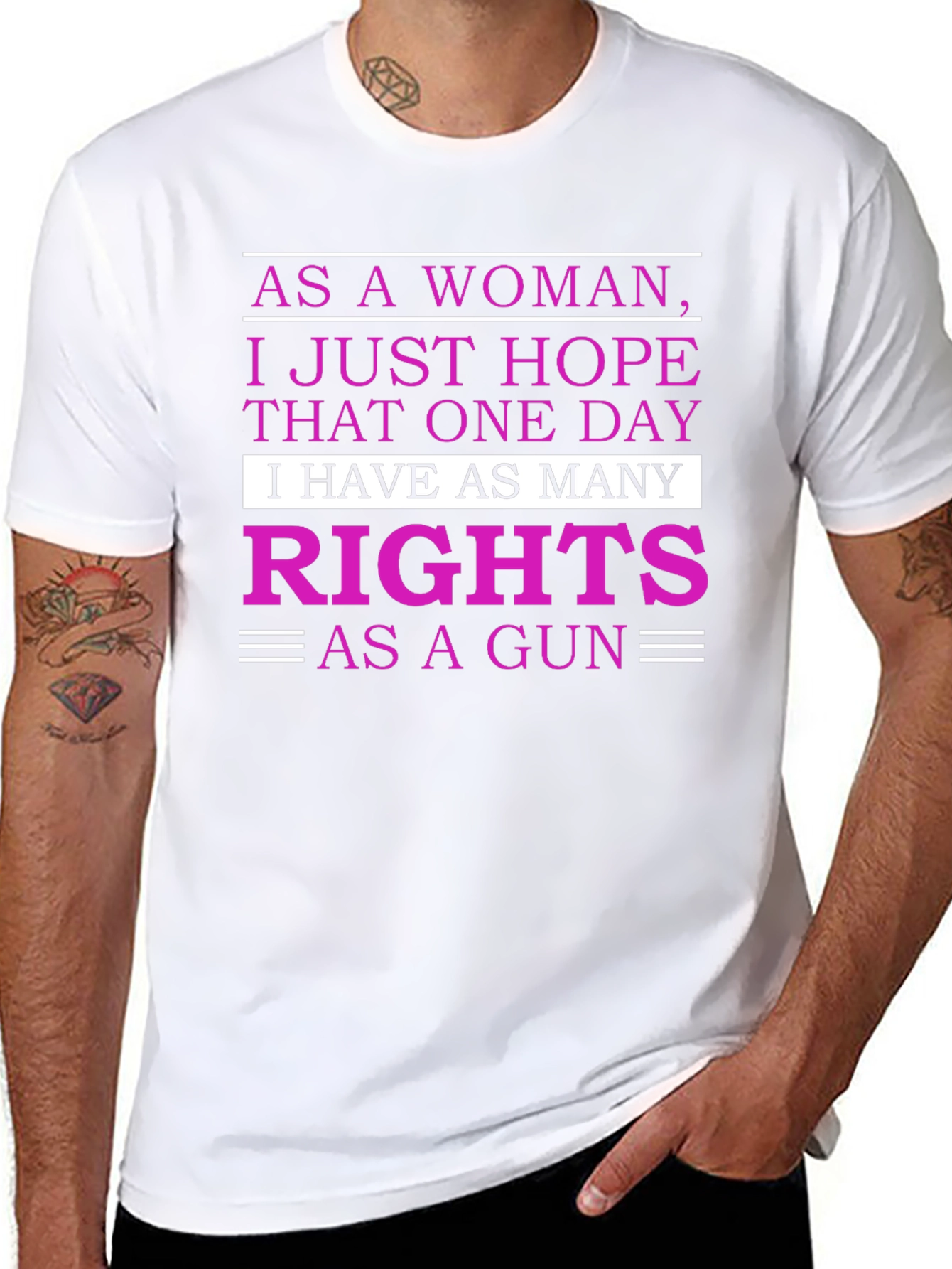Black Feminist Rights Graphic T-Shirt - As Many Rights As a Gun view 8