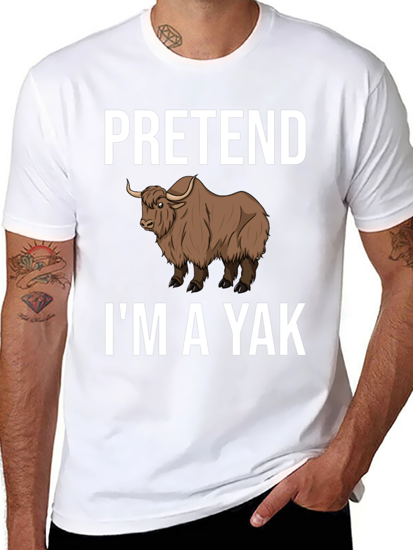 Black Pretend I'm a Yak Funny T-Shirt view 8