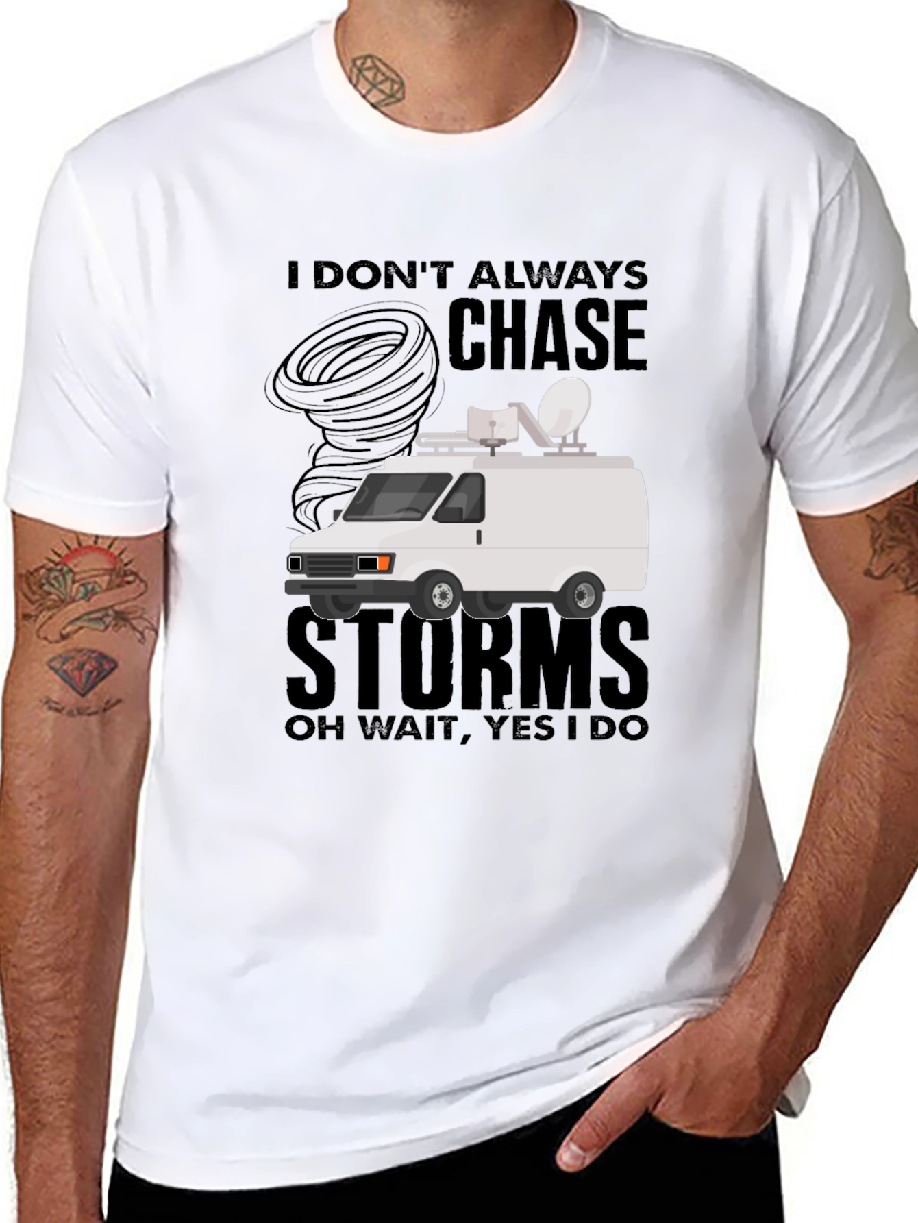Black Storm Chaser T-Shirt - Funny Weather Van Tee view 8